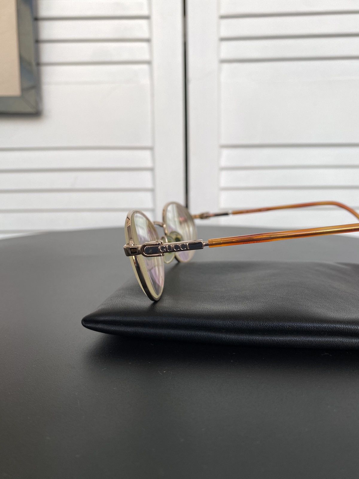 Gucci Vintage 90s Gucci GG 1333 GB1 Round Glasses Gold & Tortoise Size ONE SIZE - 4 Thumbnail