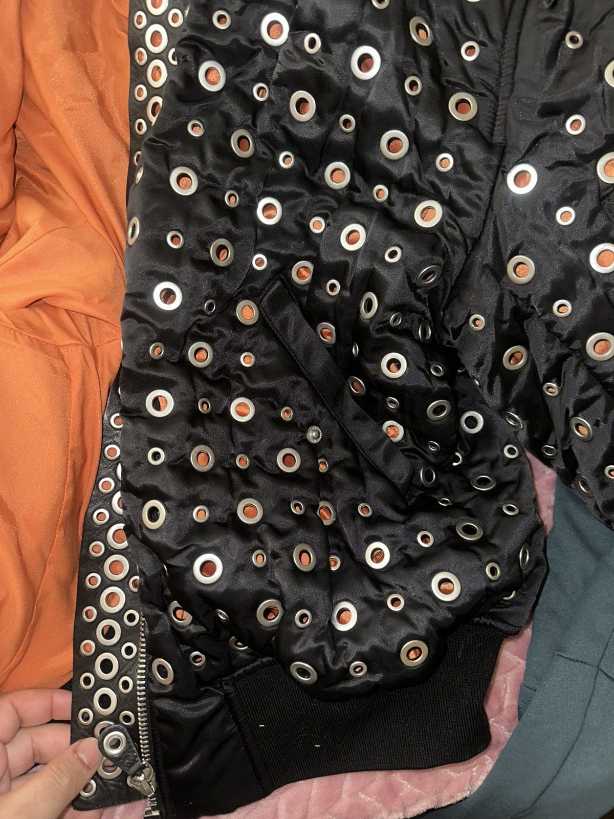 Alexander Wang Alexander Wang Leather Trimmed Eyelet Embellished Bomber Size US XS / EU 42 / 0 - 9 Thumbnail