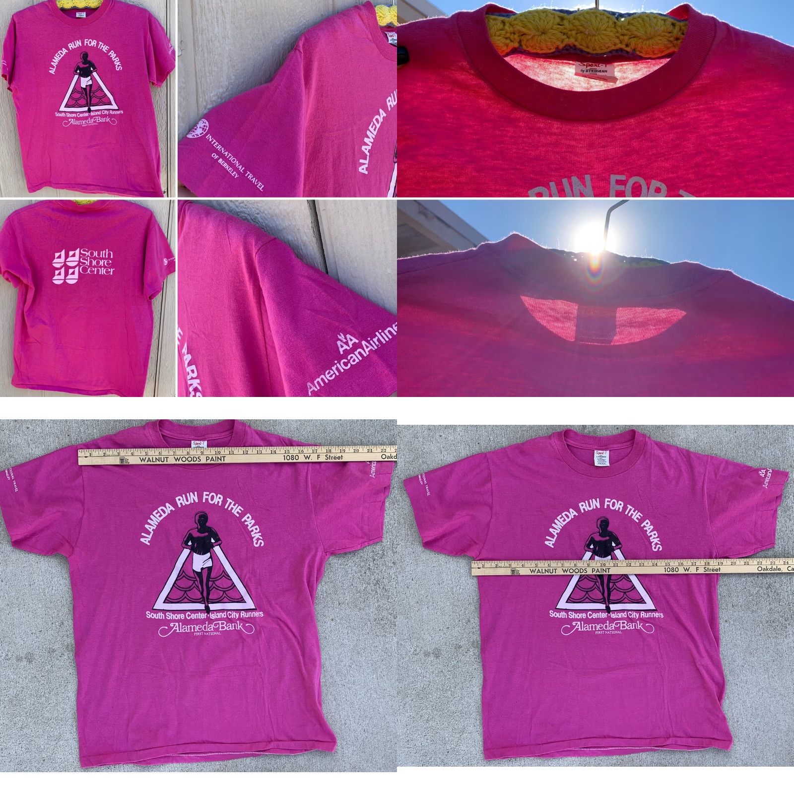 Vintage VINTAGE Alameda Run for the Parks T-Shirt Sport-T by Stedman L 80s 1980s Pink Short Sleeve Graphic Tee Unisex Large 42-44 Made in USA Size US L / EU 52-54 / 3 - 8 Thumbnail
