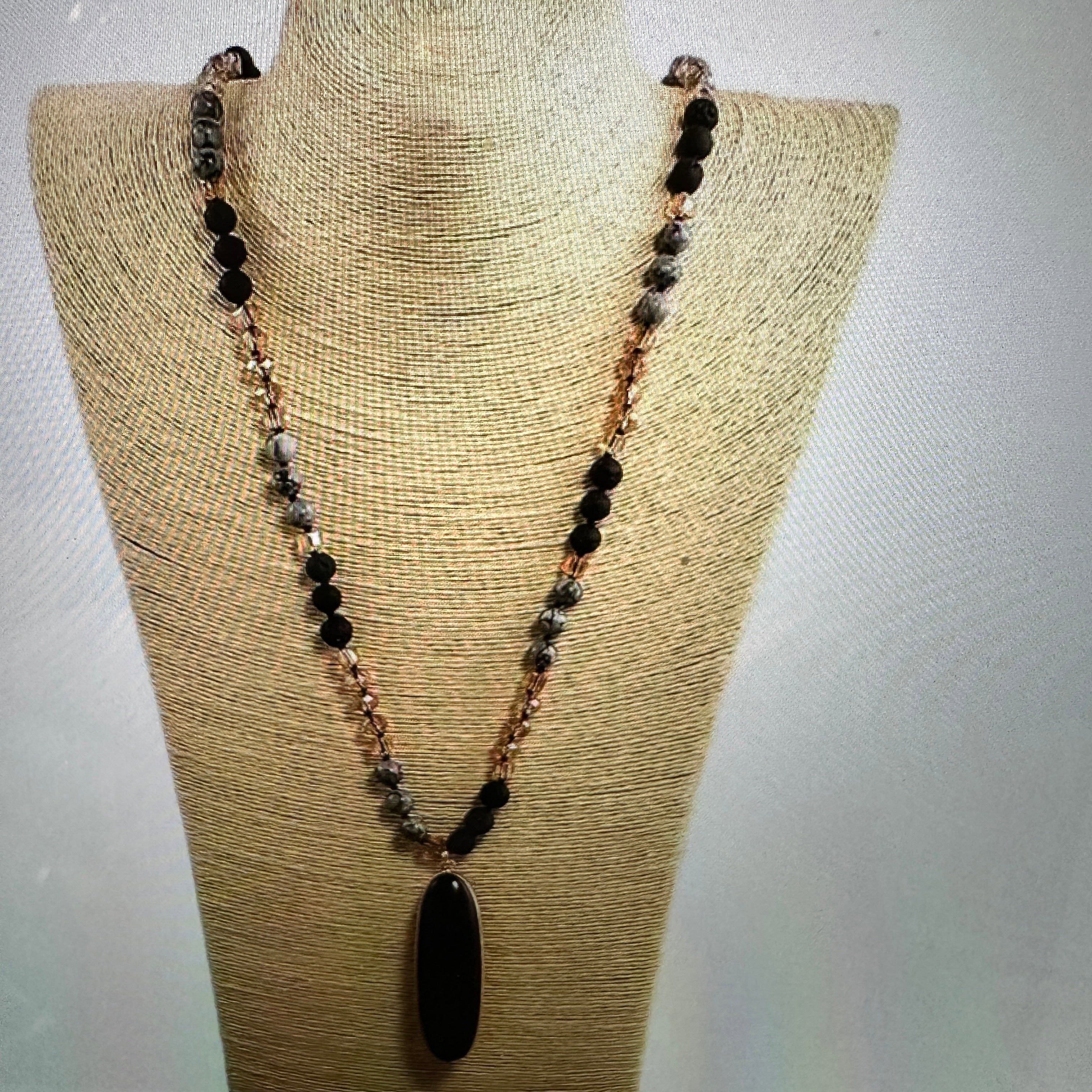 Other Bohemian Vintage Natural Stone & Glass Beaded Knot Necklace Size ONE SIZE - 9 Thumbnail