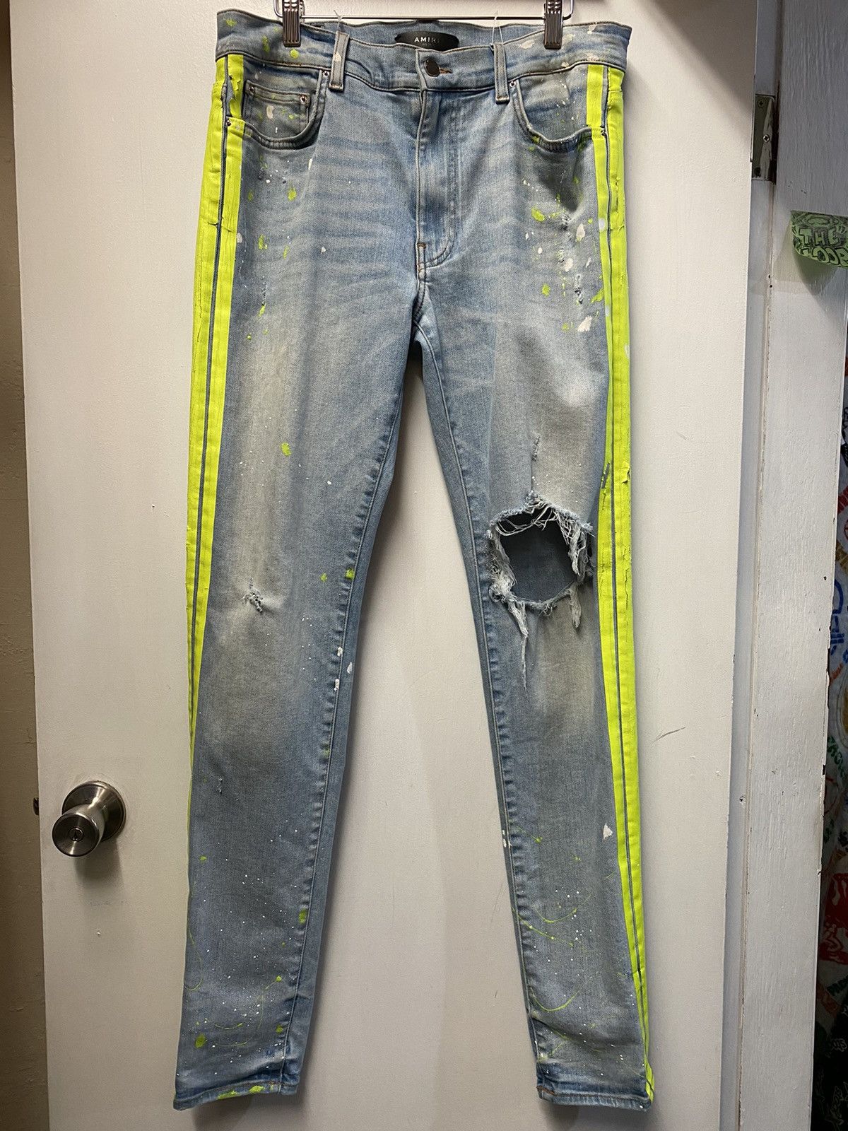 Amiri Amiri Broken Painter Track Jeans Neon Yellow Grailed