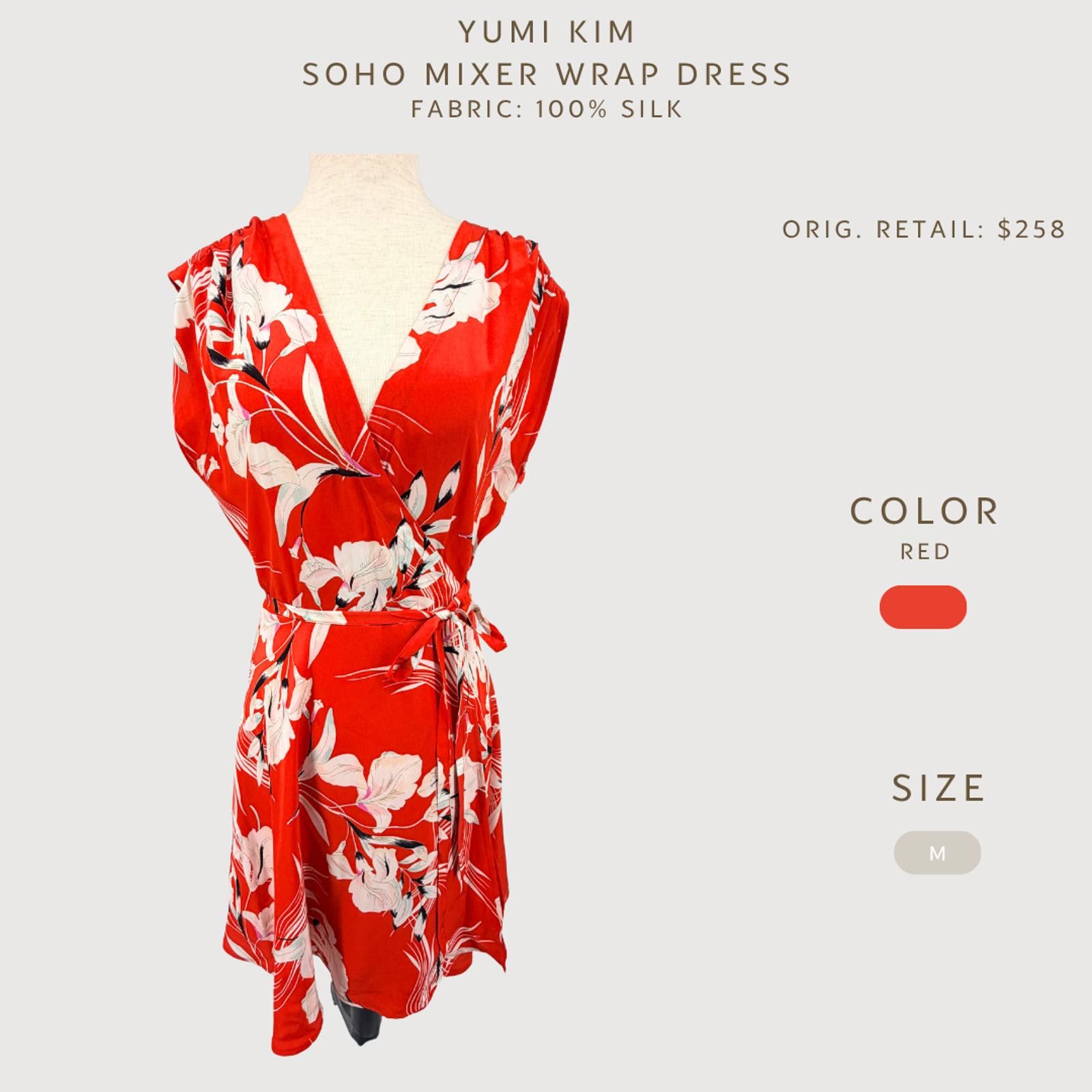 Other Yumi Kim Silk Wrap Dress Red Floral Mini M Romantic Size 32" / US 10 / IT 46 - 2 Thumbnail
