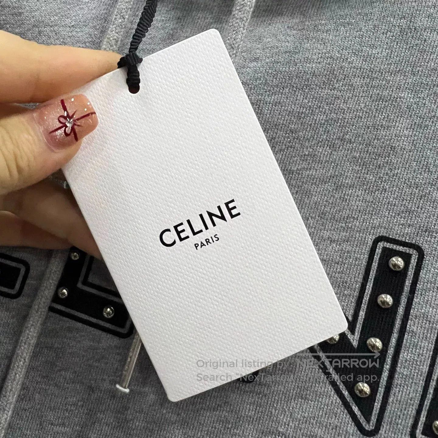 Celine Celine Gray Logo Hoodie with Studs. Size US M / EU 48-50 / 2 - 3 Thumbnail