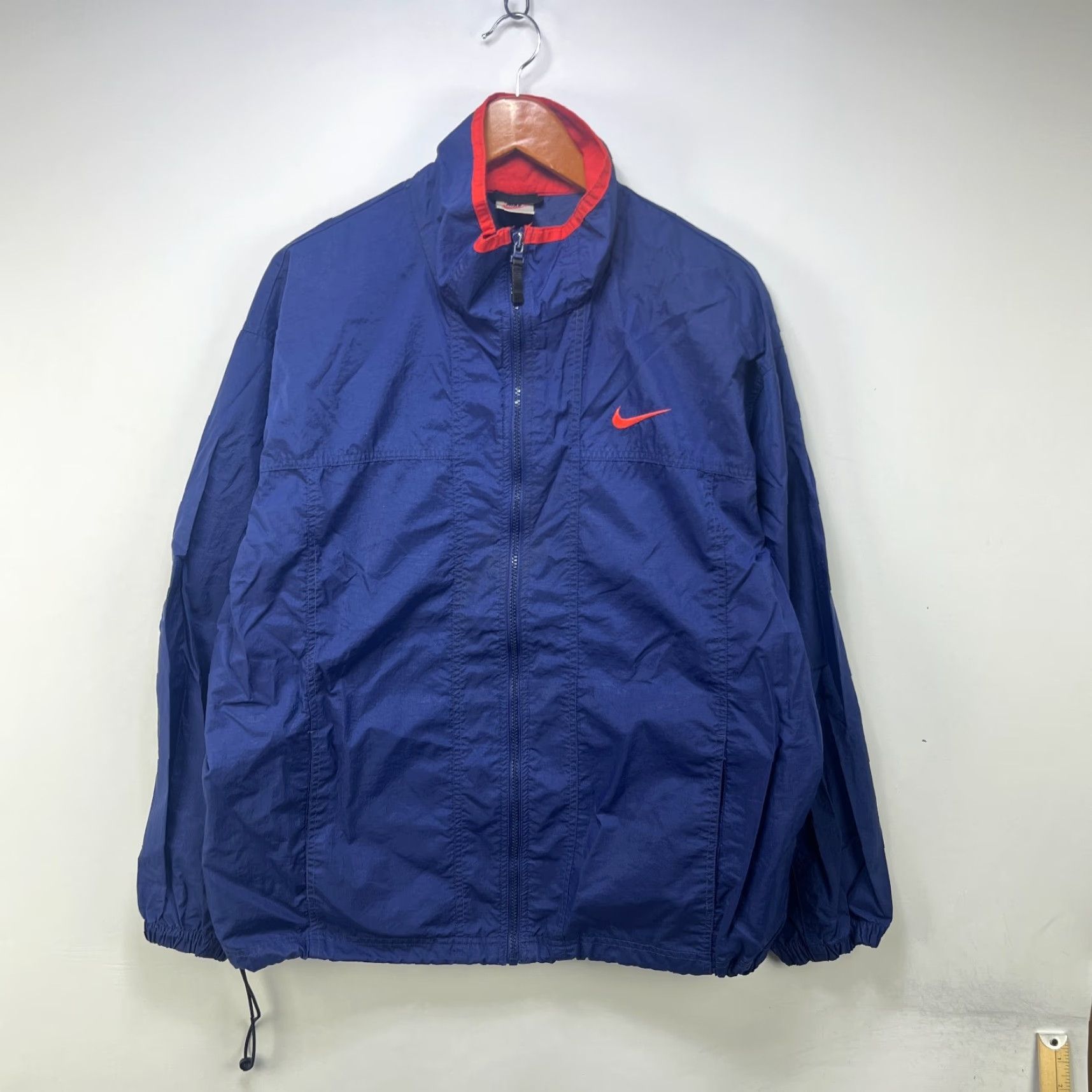 Nike VINTAGE Nike Track Windbreaker Jacket L Blue Mens 90s Size US L / EU 52-54 / 3 - 2 Thumbnail