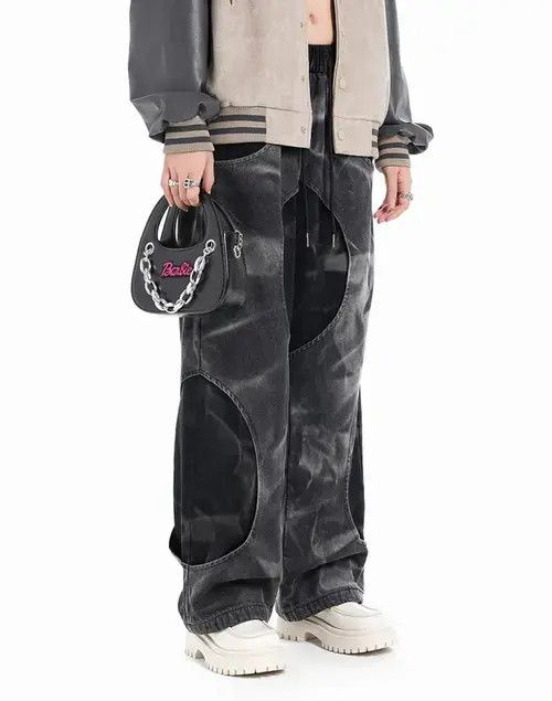 Jean Two Piece Black Baggy Jeans Size US 33 - 3 Thumbnail
