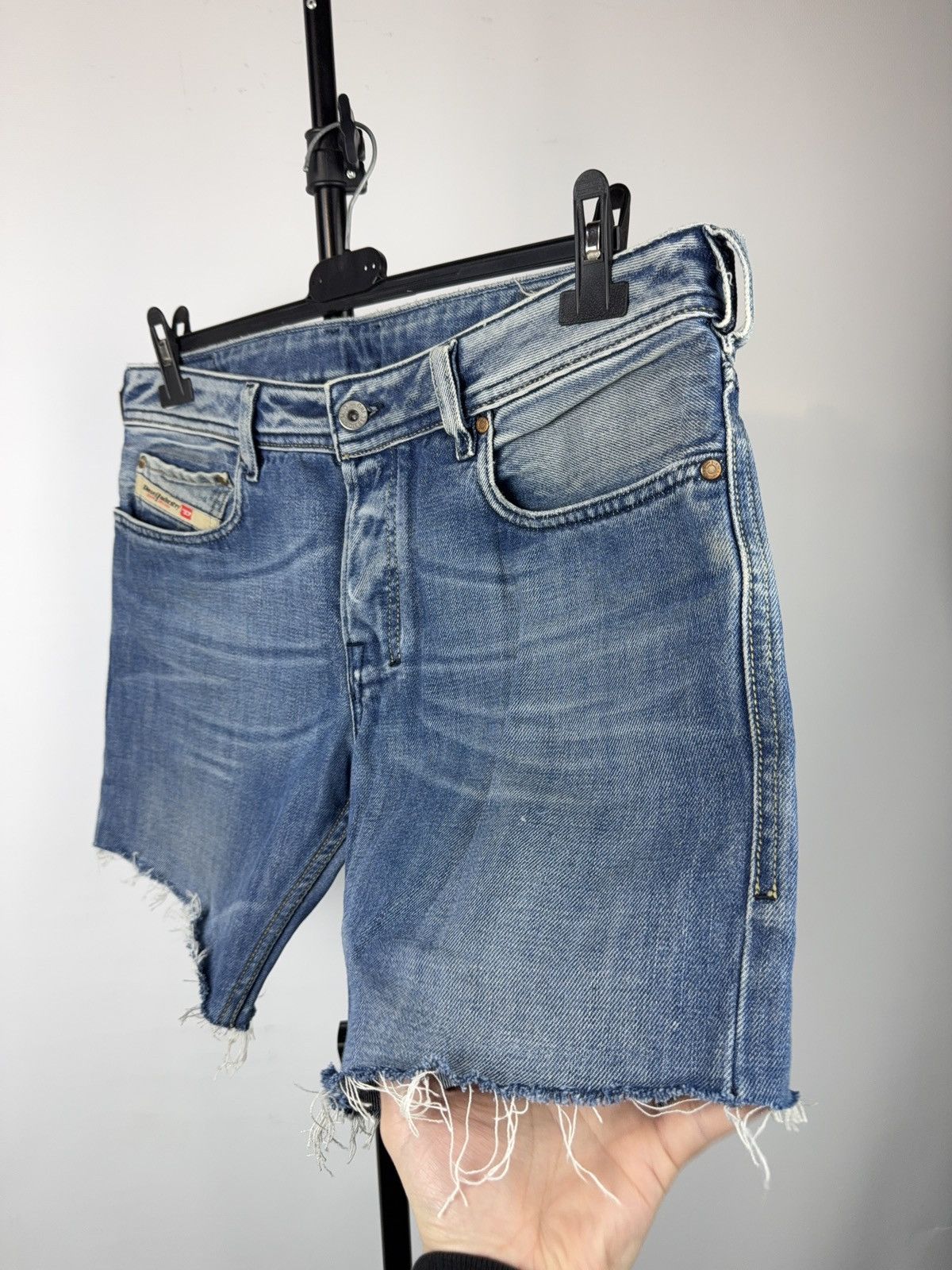 Diesel 00s Retro Diesel Zathan Cut Off Denim Shorts Y2K Vintage Size US 32 / EU 48 - 3 Thumbnail