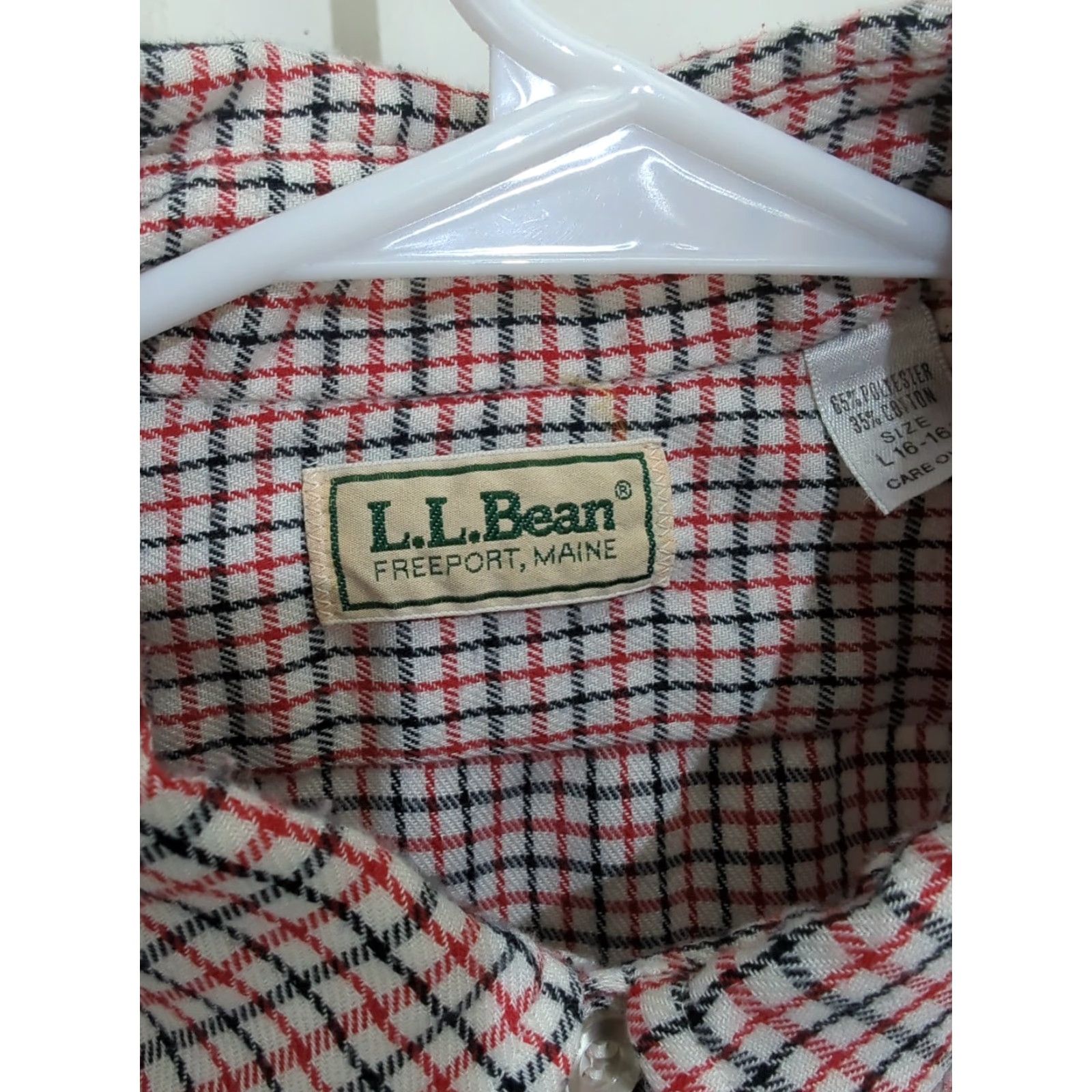 Vintage VINTAGE LL Bean Mens Long Sleeve Button Shirt Plaid Red White 90s Classic Outdoor Casual Button-Down Shirt Size US L / EU 52-54 / 3 - 2 Thumbnail