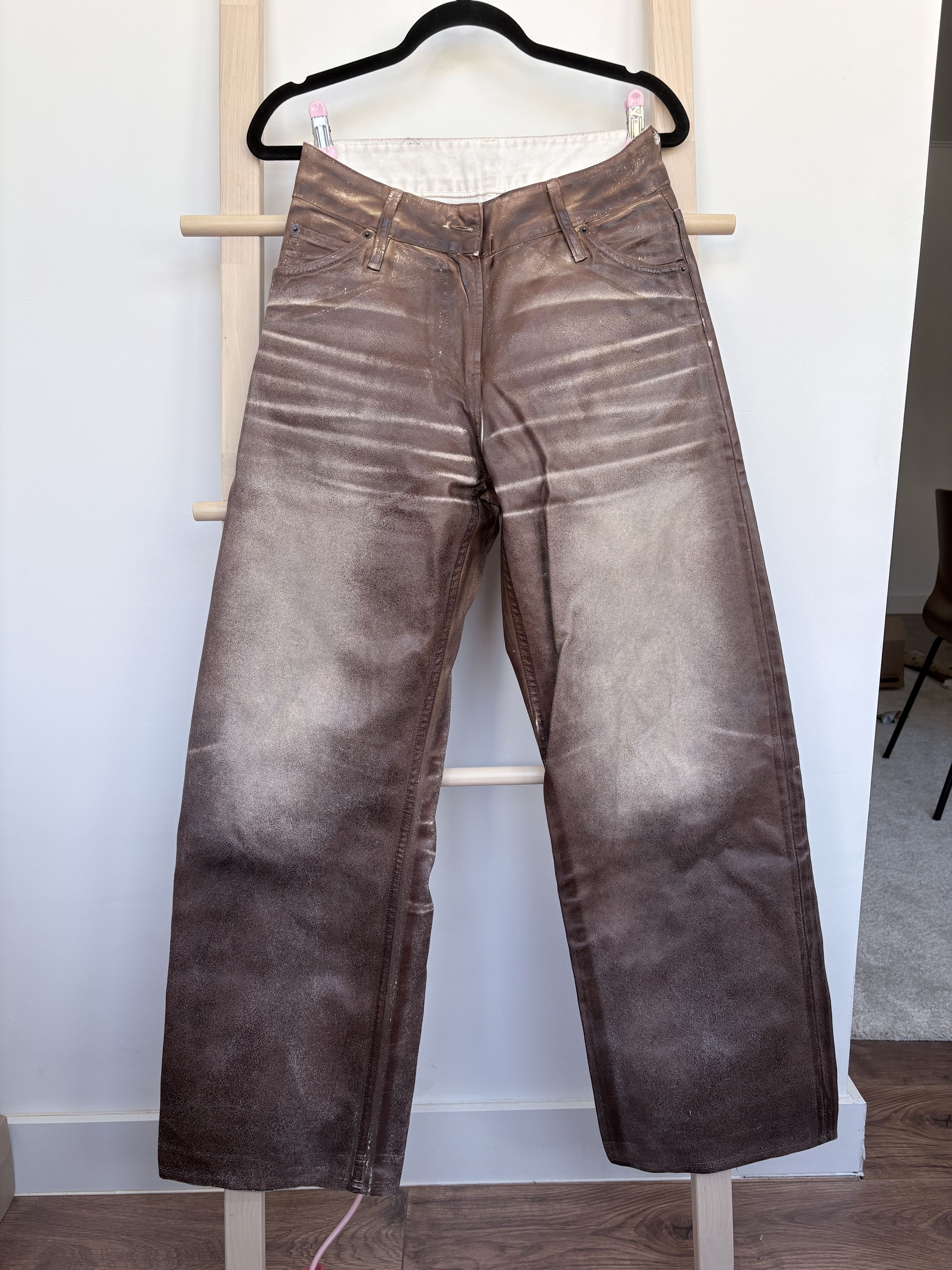 Acne Studios Acne Studios Relaxed Fit Waxed Jeans in Caramel/White (AW23) Size 24" / US 00 / IT 34 - 1 Thumbnail