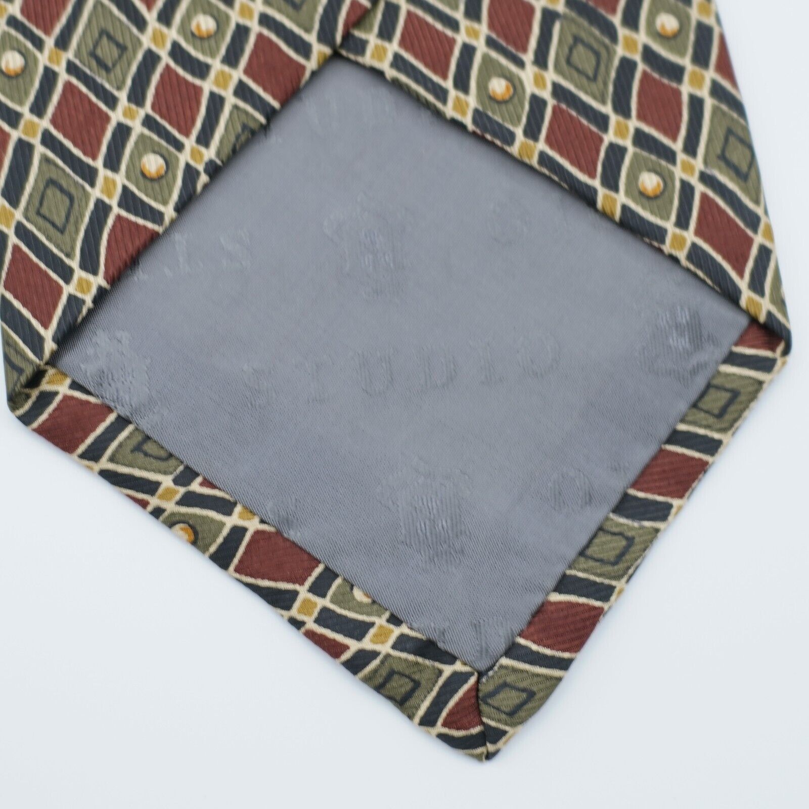 Robert Talbott Robert Talbott Reddish Brown Green Geometric Print Wide Silk Size ONE SIZE - 3 Thumbnail