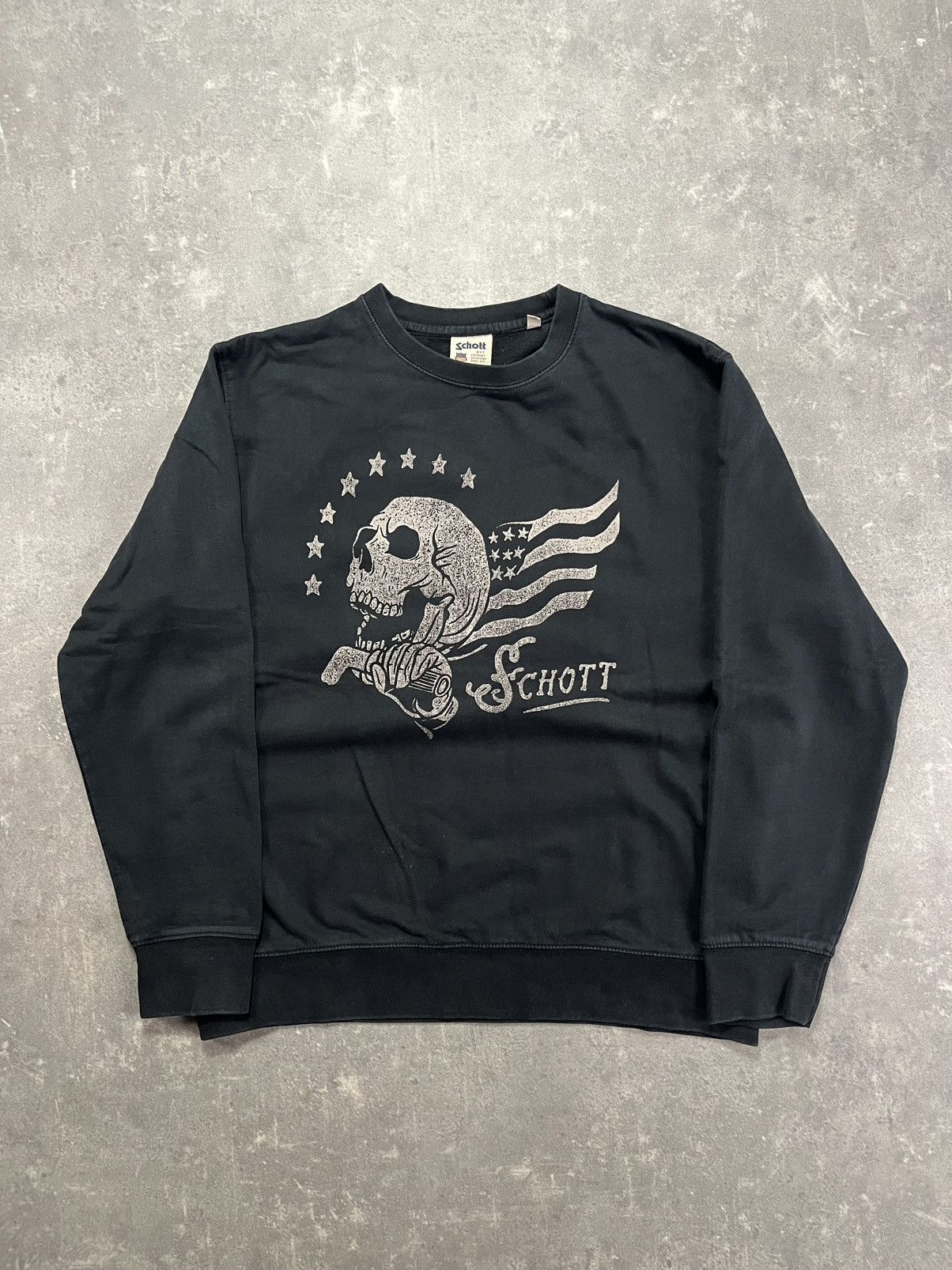 Schott Schott Vintage Skull Logo Crewneck Sweatshirt XL Size US XL / EU 56 / 4 - 3 Thumbnail