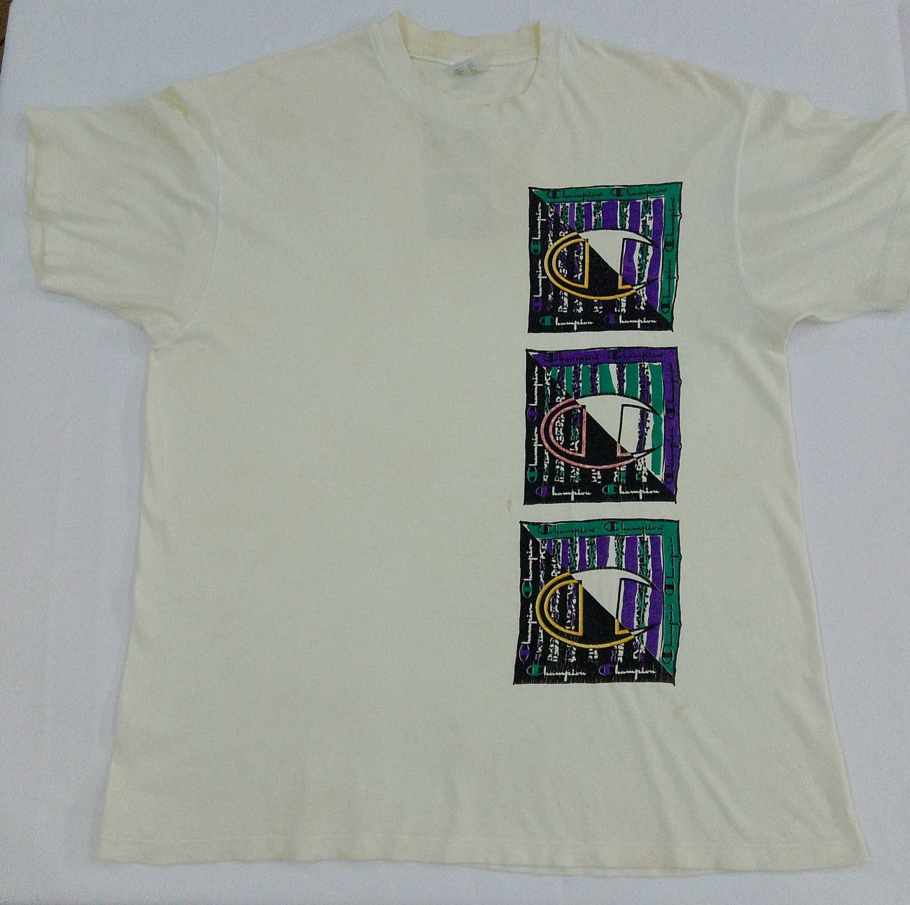 Champion Vintage Champion USA made Tee XL – Distressed Faded Yellow Size US XL / EU 56 / 4 - 1 Thumbnail
