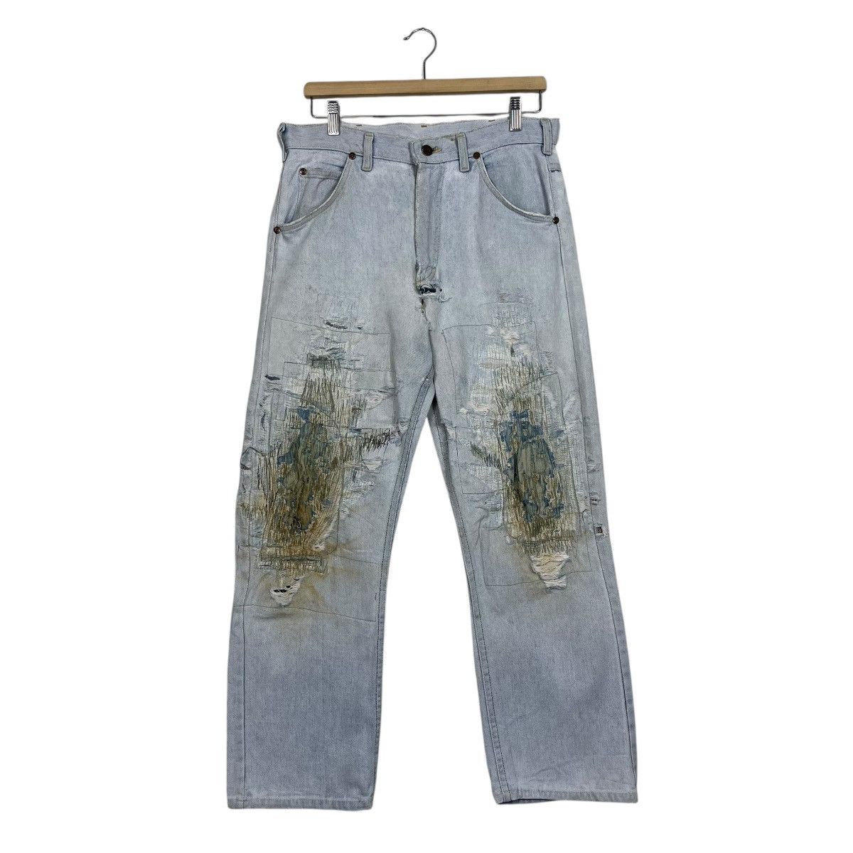 Lee Vintage Lee Sashiko Distressed Workwear Denim Jeans Size US 31 - 1 Thumbnail