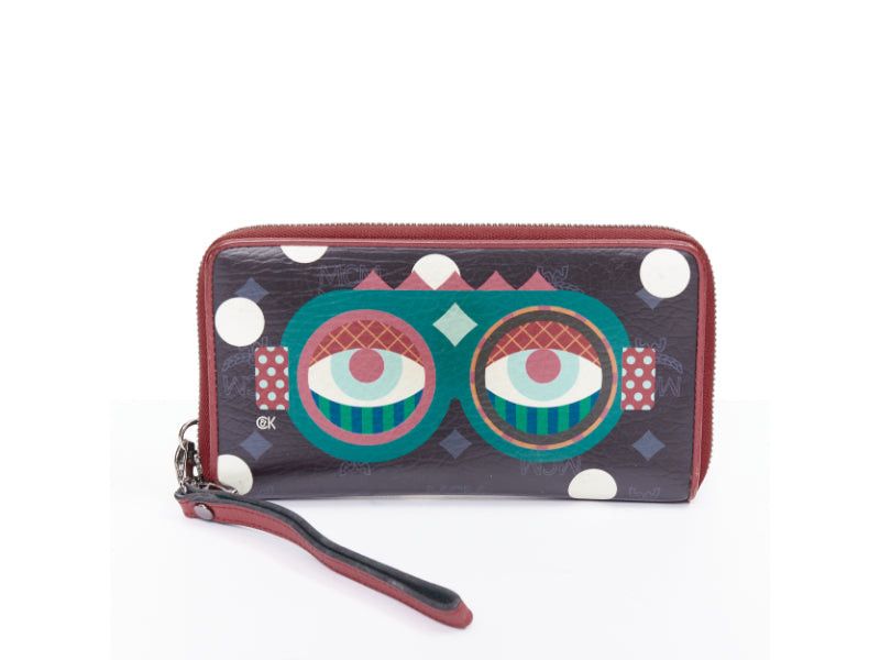 MCM MCM CRAIG KARL 2013 Beyond Snowdome black graphic eye leather zip around long wallet Size ONE SIZE - 1 Thumbnail