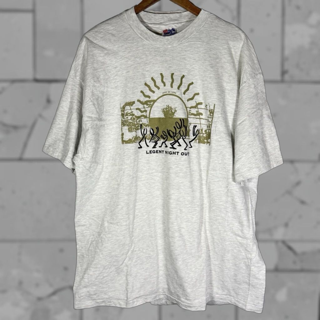 Hanes VINTAGE Hanes Stitch Graphic Tee Men 2XL White Cotton T-Shirt 90s Night Out SINGLE STITCH Mens Size US XXL / EU 58 / 5 - 1 Thumbnail