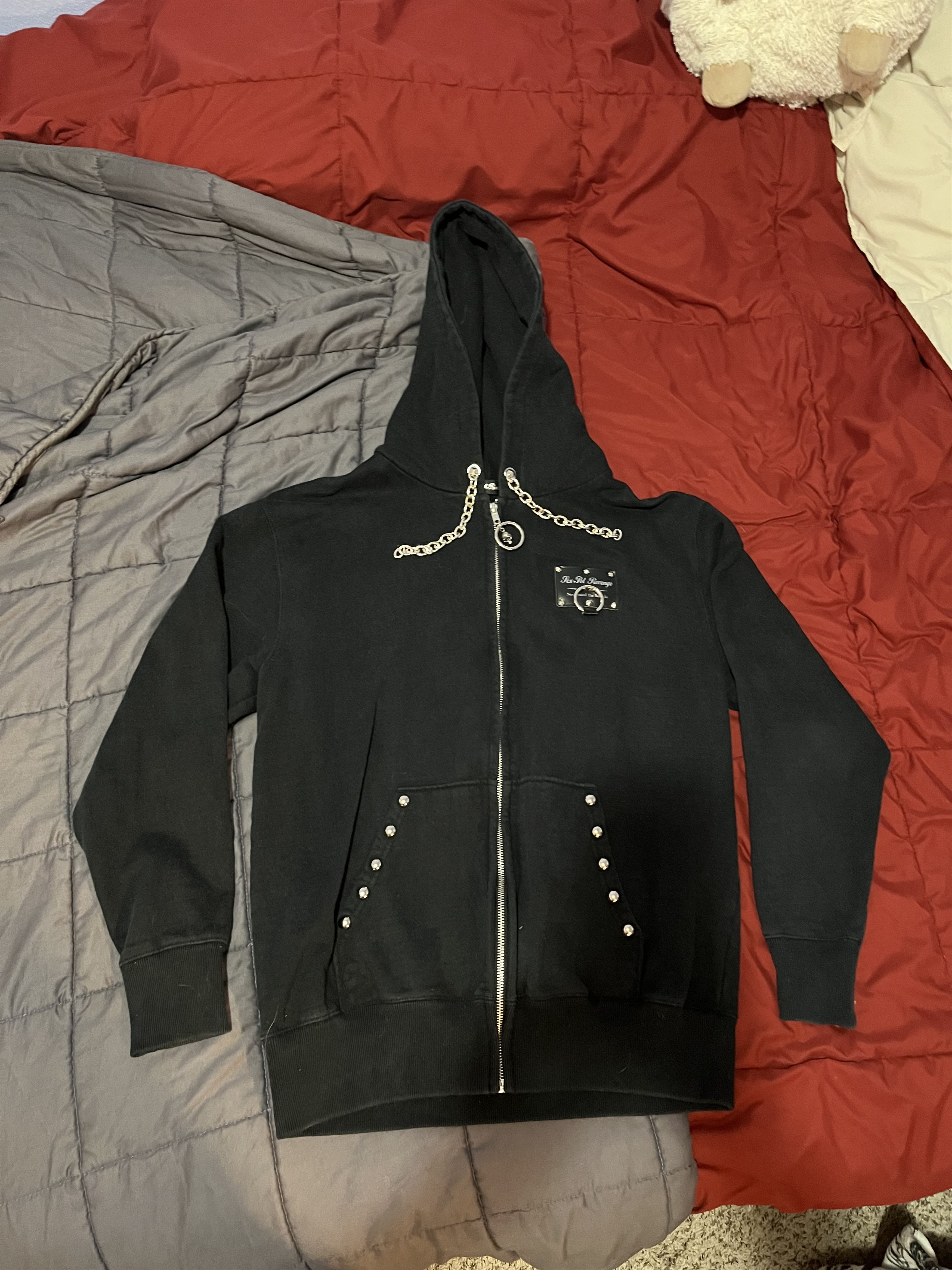 Black Sex Pot Revenge Zip up Hoodie with Chains