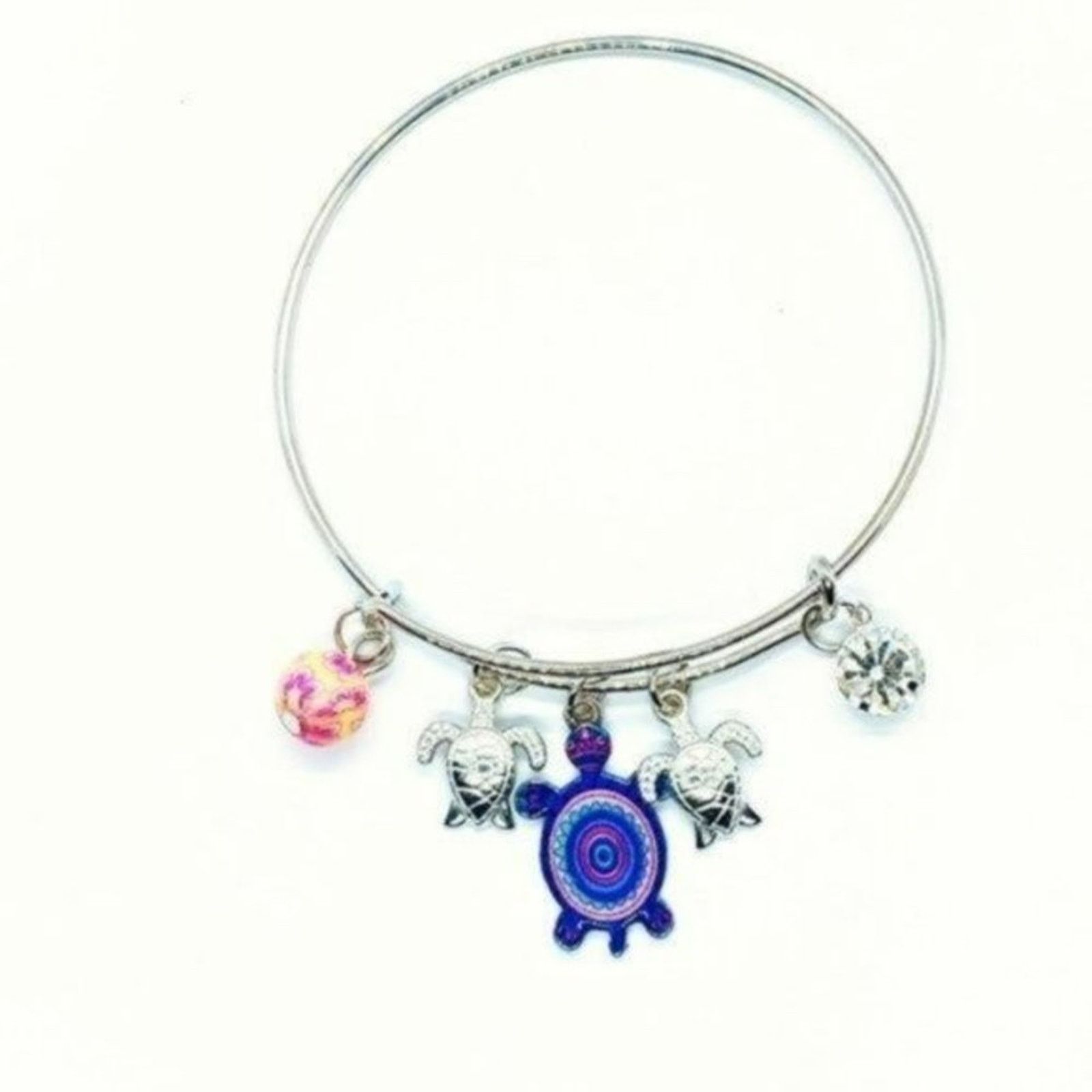Other Beaded Sea Turtle Charm Colorful Bangle Bracelet Size ONE SIZE - 1 Thumbnail
