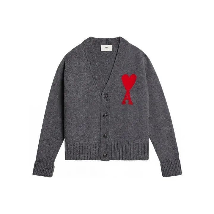 AMI AMIPARIS Heart Logo Knit Cardigan Sweater -2507 Size US M / EU 48-50 / 2 - 1 Thumbnail