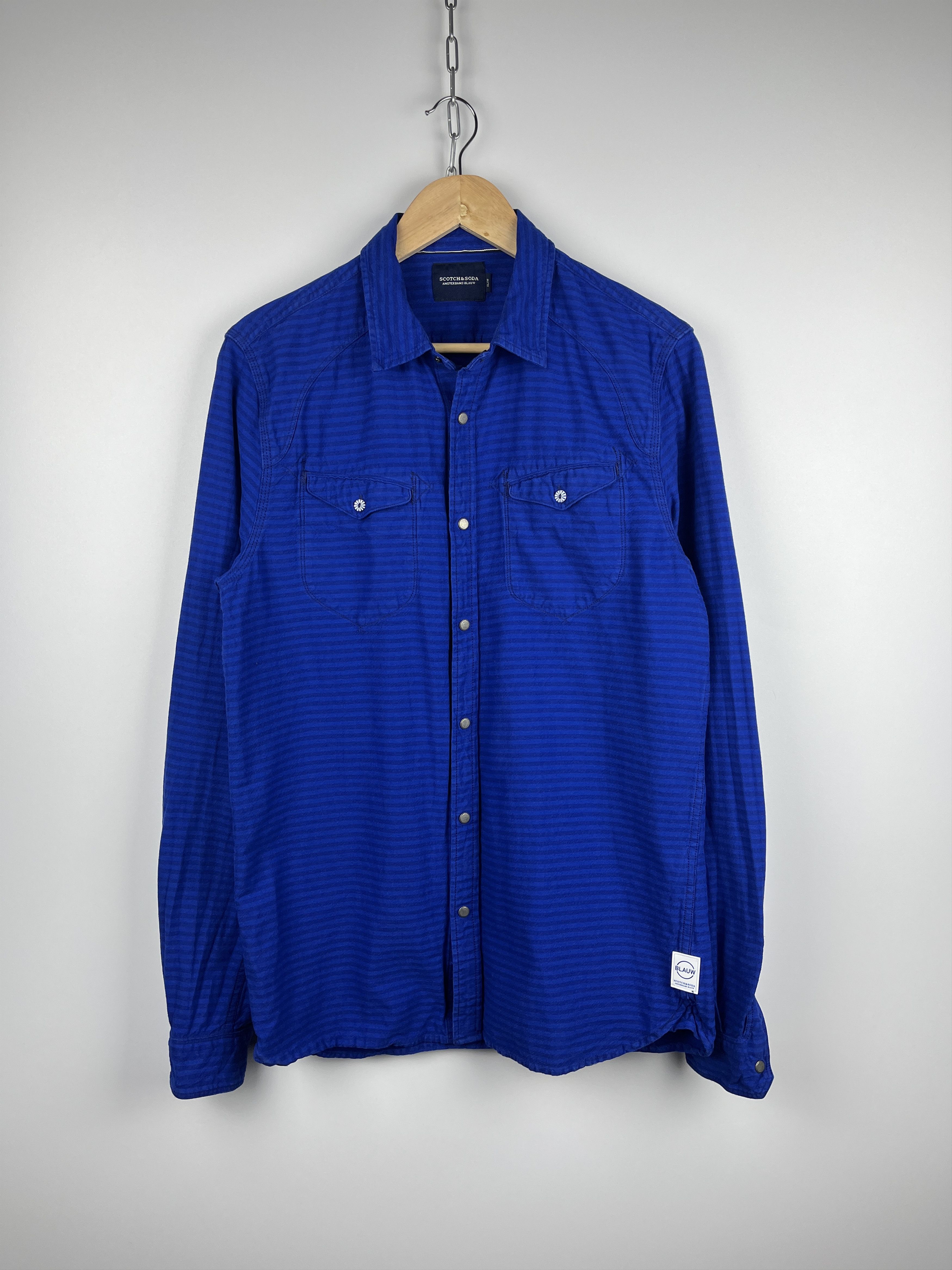 Scotch & Soda Scotch & Soda Blauw Indigo Lamplight Striped Shirt Size US L / EU 52-54 / 3 - 2 Thumbnail