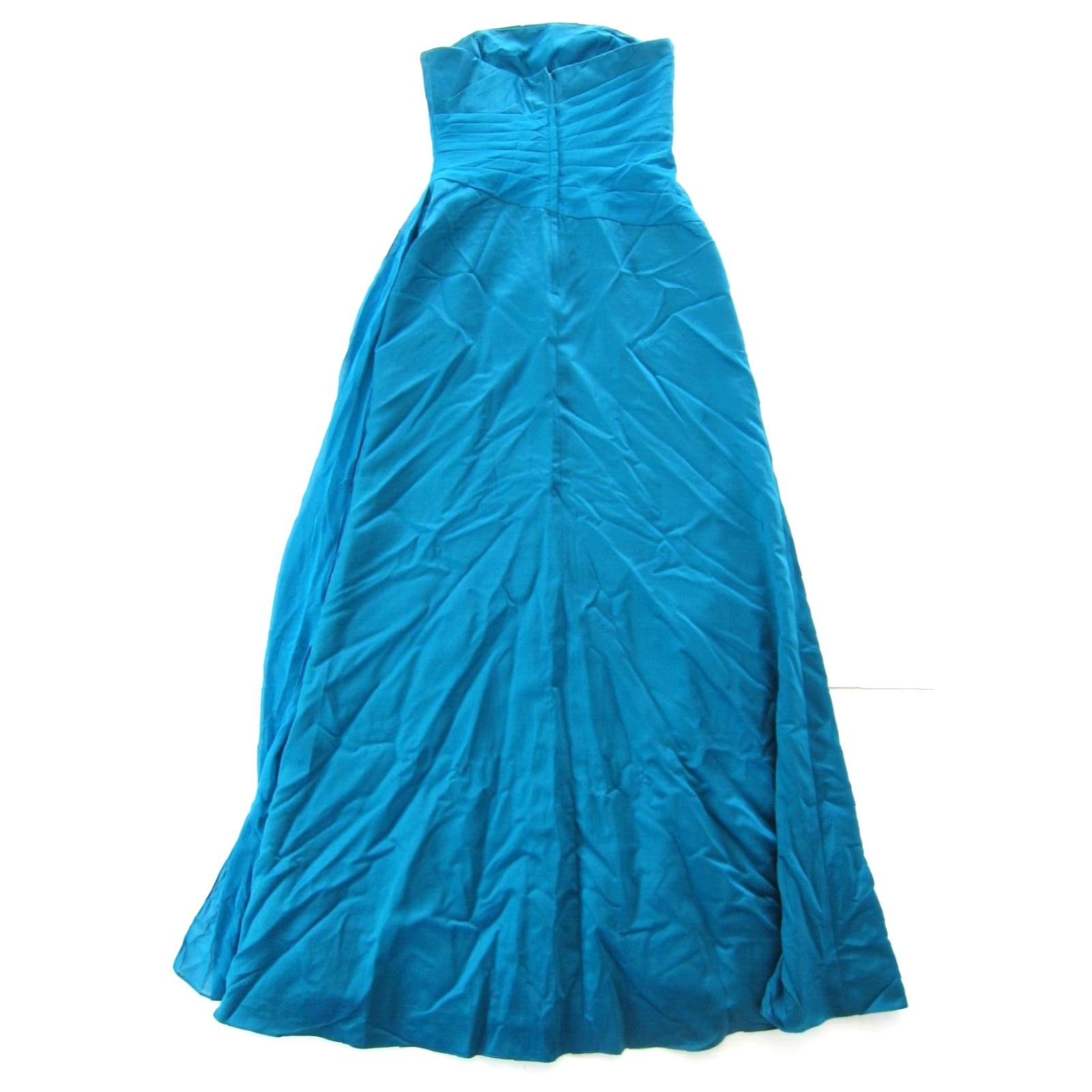 Vintage David's Bridal Turquoise Strapless Ruched Long Maxi Wedding Dress 4 Women Pink? Size S / US 4 / IT 40 - 2 Thumbnail