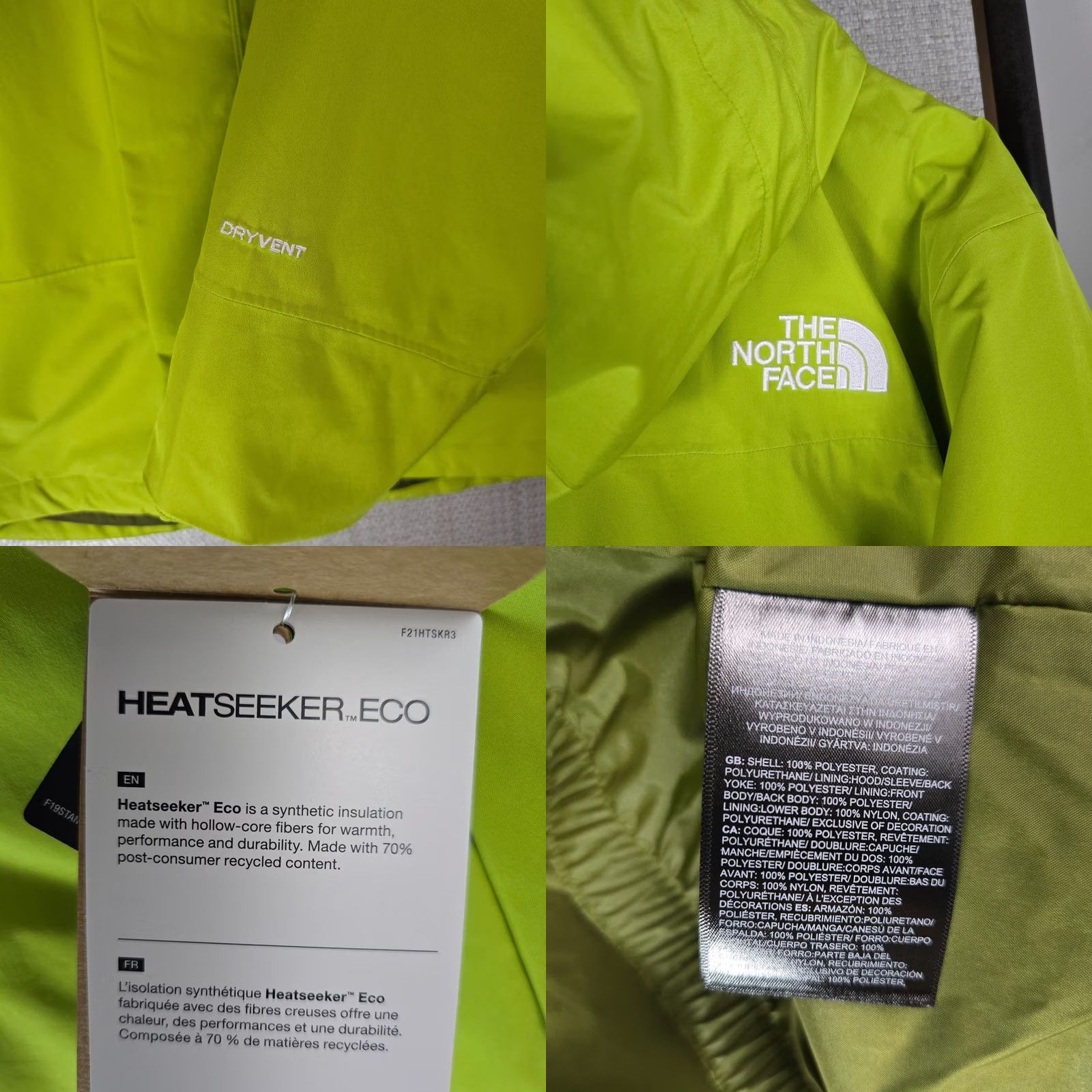 The North Face The North Face 3 in 1 Jacket Mens 2XL Hi-Viz Neon Green Waterproof Shell Insulated DryVent Zip Front Pockets Snow Ski Winter Coat Size US XXL / EU 58 / 5 - 11 Thumbnail