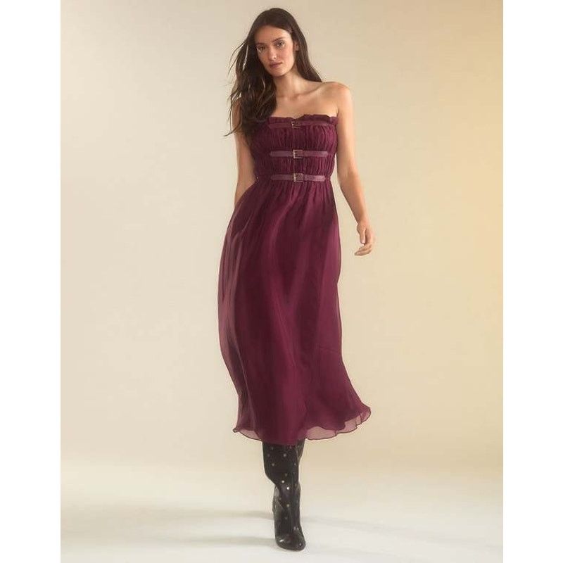 Cynthia Rowley Cynthia Rowley Buckle Up Silk Organza Dress burgundy size M Size M / US 6-8 / IT 42-44 - 6 Thumbnail