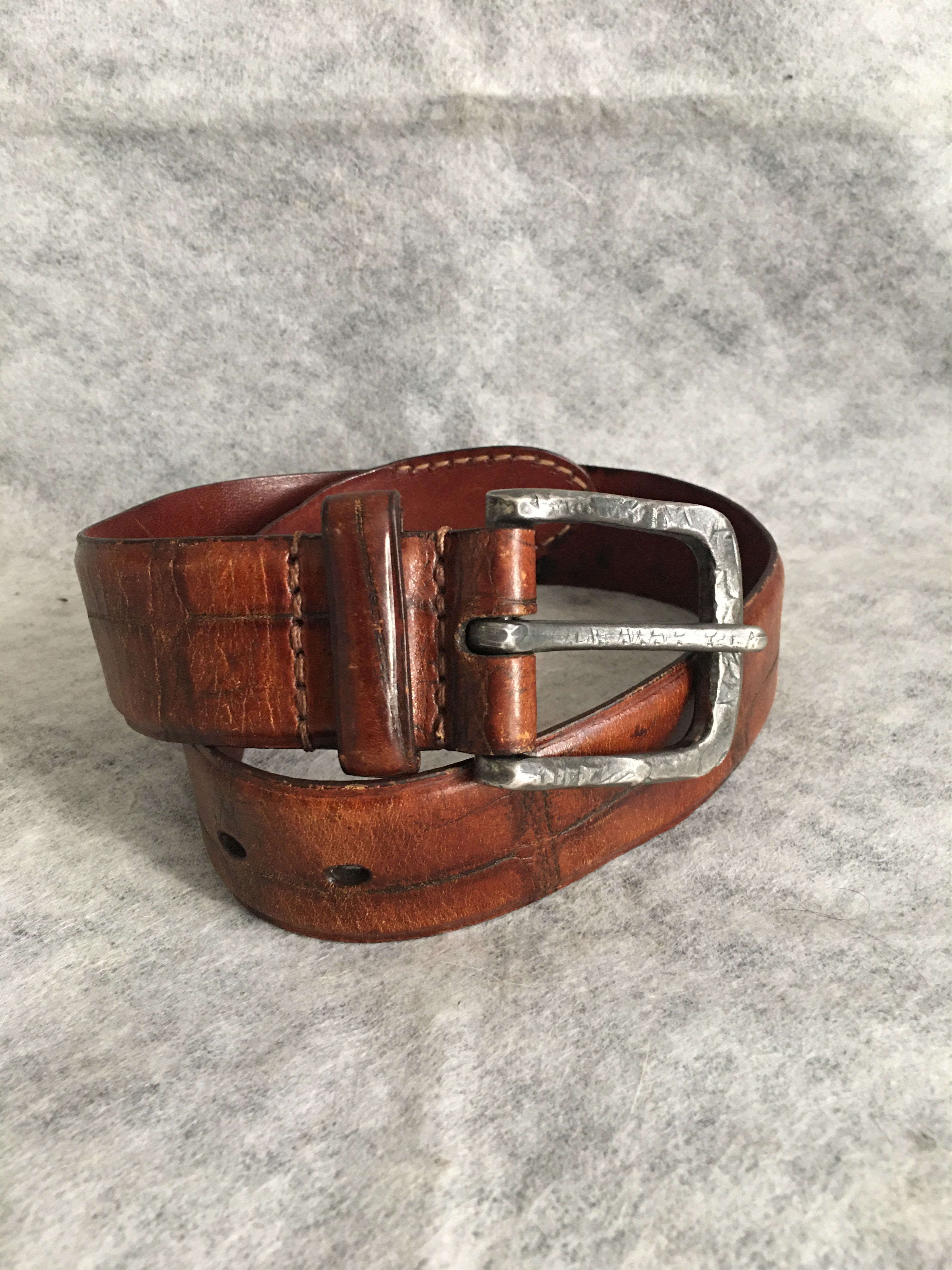 Other Bagpipe Parma Leather Italy Belt Croco Embossed Size 40/65 Size ONE SIZE - 1 Thumbnail