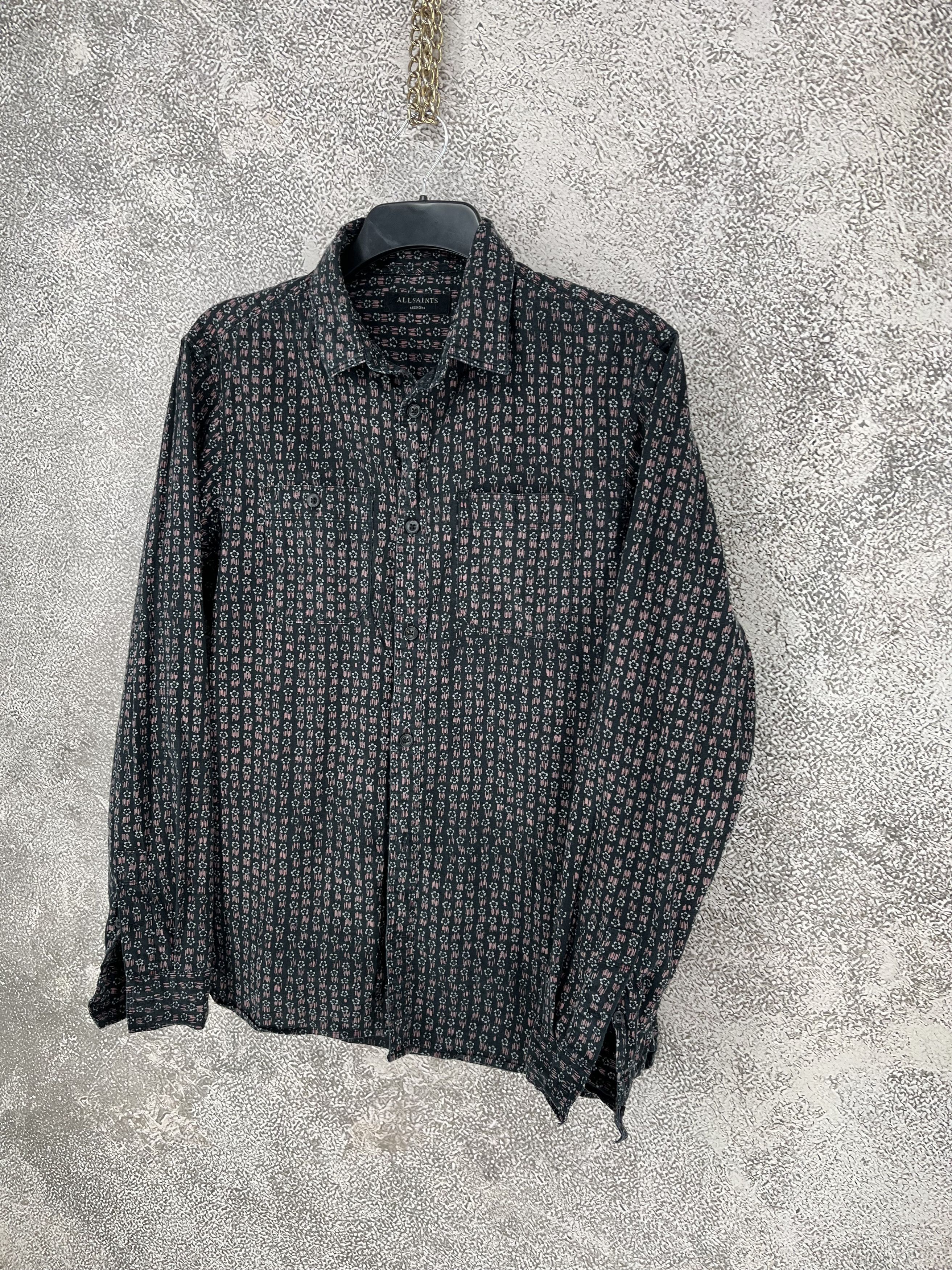 Allsaints AllSaints Gray Button Up Floral Geometric All Over Print Size US M / EU 48-50 / 2 - 3 Thumbnail