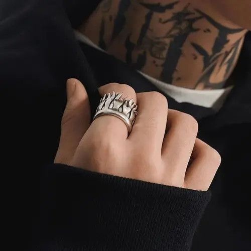 Jewelry × Sterling Silver × Vintage Unique Thai Silver Ring Size ONE SIZE - 1 Thumbnail