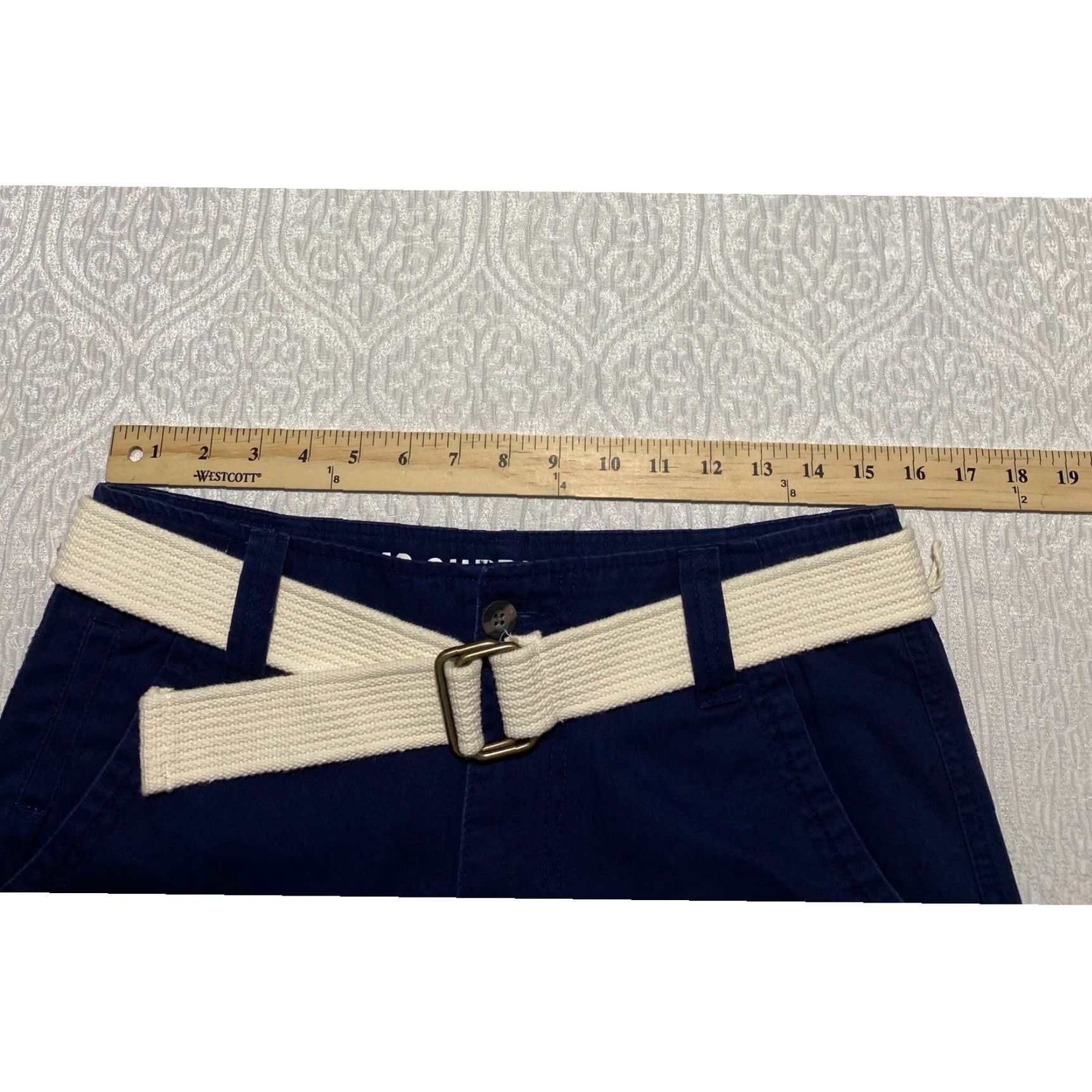Mossimo Mossimo Supply Co. Mens Blue Shorts Chino Casual Belted 30 in Cotton Classic Flat Front Pockets Summer Navy Size US 30 / EU 46 - 6 Thumbnail