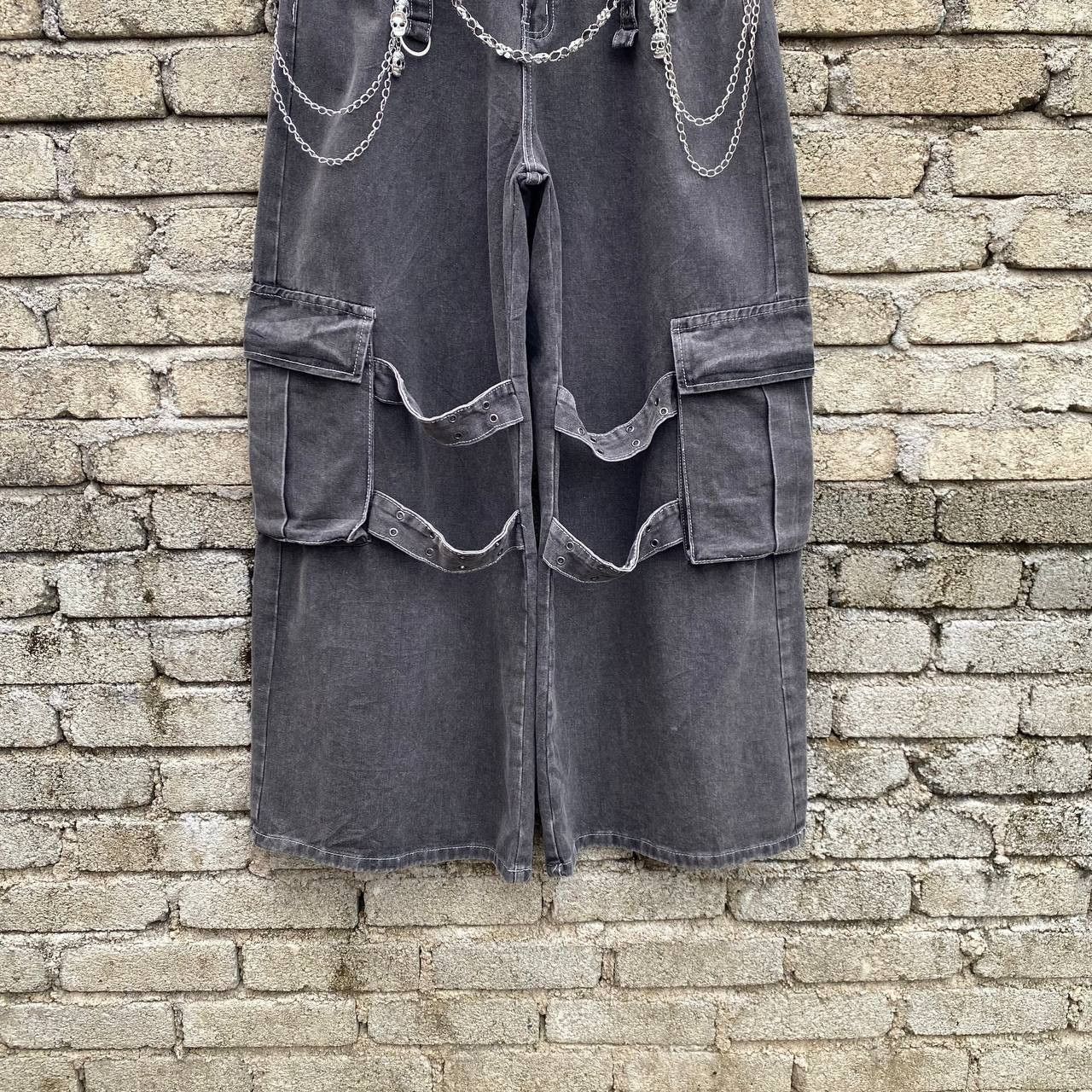 Japanese Brand JAPANESE ROMWE XL SUPER BONDAGE BAGGY RAVER PANT DENIM Size US 32 / EU 48 - 2 Thumbnail