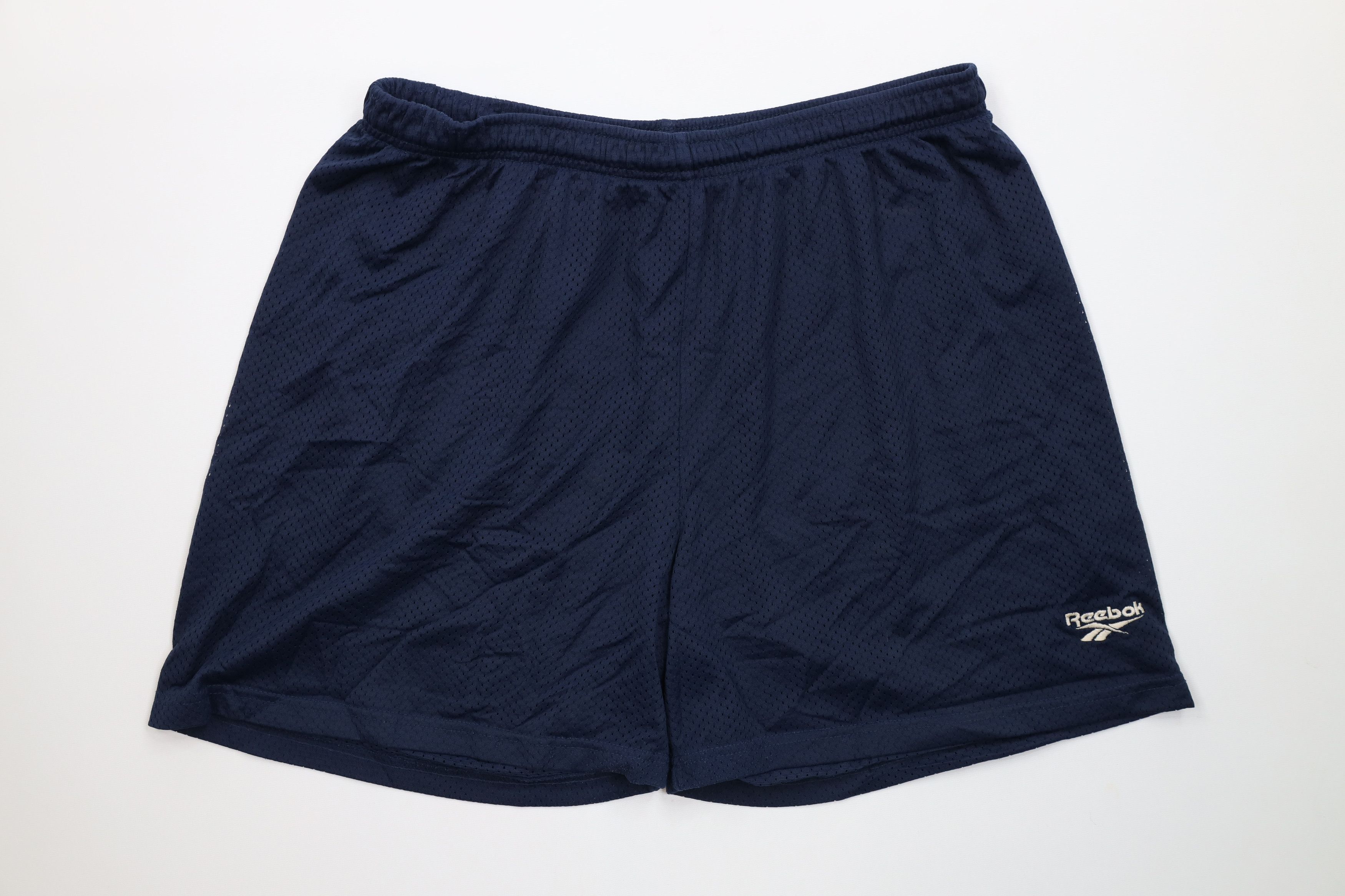 Reebok Vintage 90s Reebok Spell Above Knee Mesh Shorts Navy Blue Size US 34 / EU 50 - 1 Thumbnail