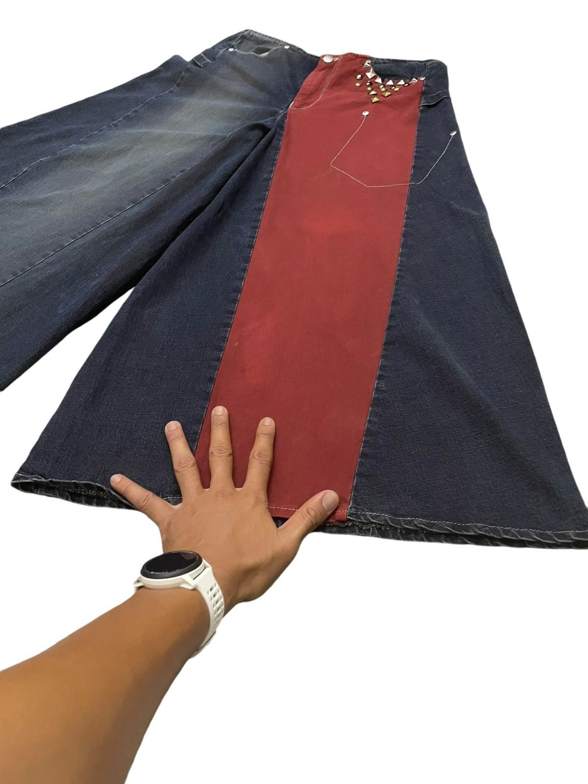 JNCO × Southpole × Wu-Tang Clan Los P’tites Bombes Super Wide Leg Studded Baggy Jorts Short Size US 30 / EU 46 - 6 Thumbnail