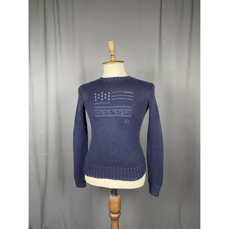 Polo Ralph Lauren Polo Ralph Lauren US Flag Heavy Knitted Men's Blue Crewneck Size US XS / EU 42 / 0 - 3 Thumbnail