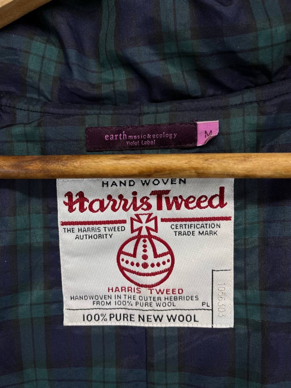 Harris Tweed Rare Hooded Button Up Wool Jacket