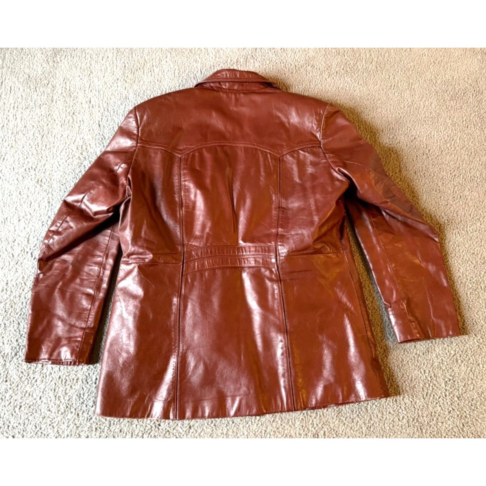 Vintage VINTAGE Berman's Leather Men's Brown Lined Button Front Jacket - 44 Size, Regular, Over Coat Size US S / EU 44-46 / 1 - 2 Thumbnail