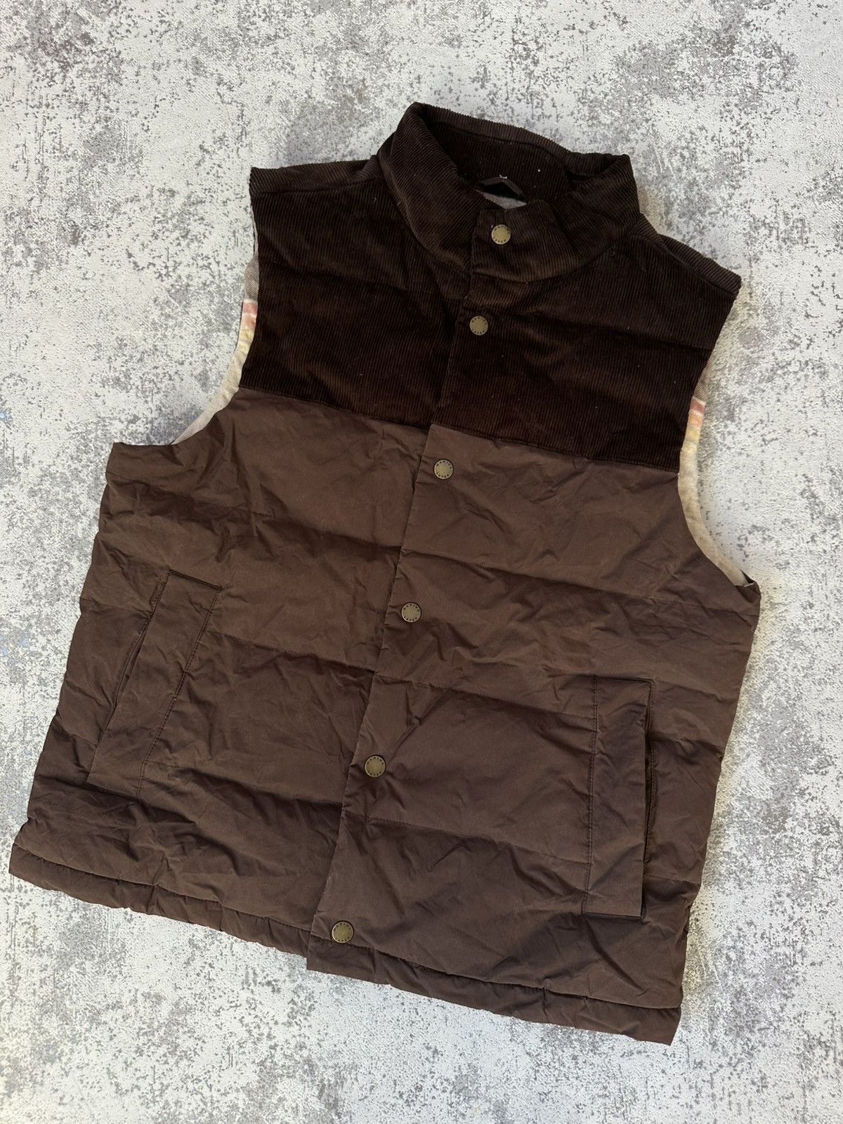 Marine Layer Corduroy Panel Puffer Vest Retro Brown Mens Size US M / EU 48-50 / 2 - 1 Thumbnail