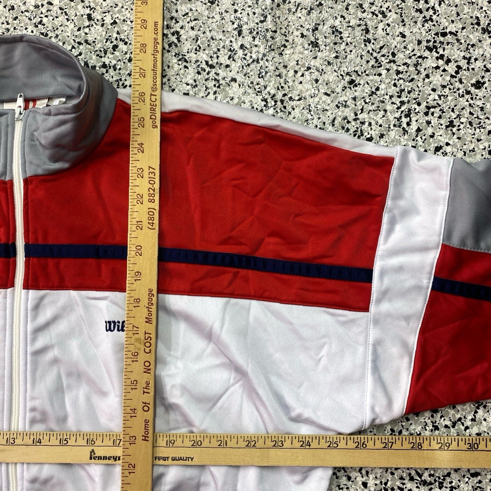 Wilson VINTAGE Wilson Track Jacket Mens XL Navy White Red Athletic Zip Up Retro Size US XL / EU 56 / 4 - 3 Thumbnail