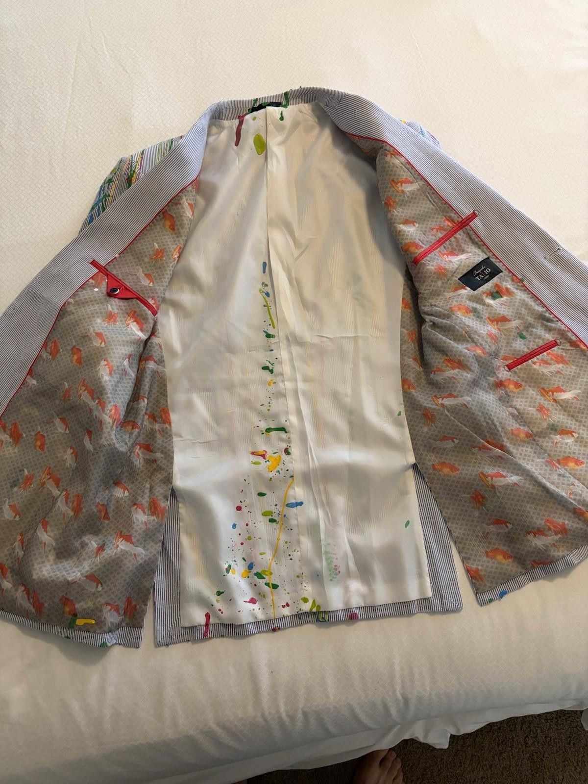 Bespoken Custom Colorful Hand Painted Bespoke Tazio Uomo Blazer Size 42L - 12 Thumbnail