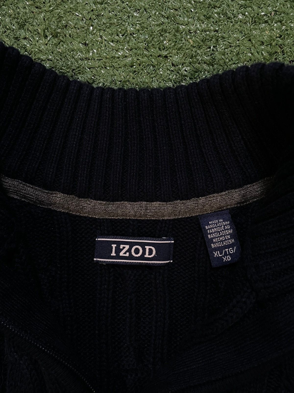 Izod Vintage IZOD cable knit navy quarter zip Size US XL / EU 56 / 4 - 3 Thumbnail