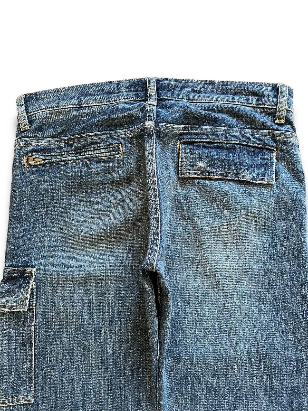 Japanese Brand Vintage Japanese Domingo Blue Wash Distressed Cargo Jeans Size US 31 - 8 Thumbnail