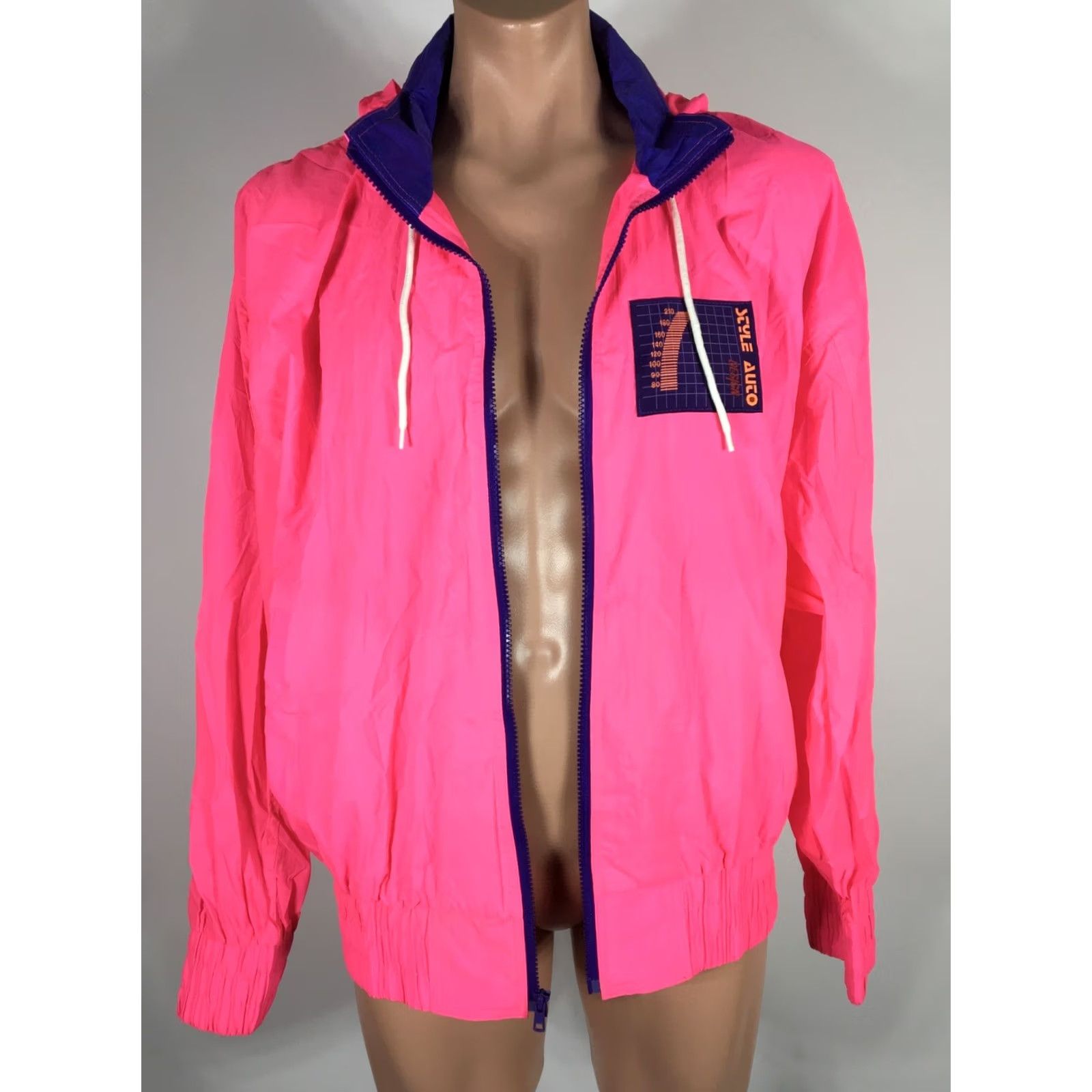Vintage VINTAGE Windbreaker Style Auto Design NEON PINK 80s Jacket Men XL Nylon Size US XL / EU 56 / 4 - 6 Thumbnail