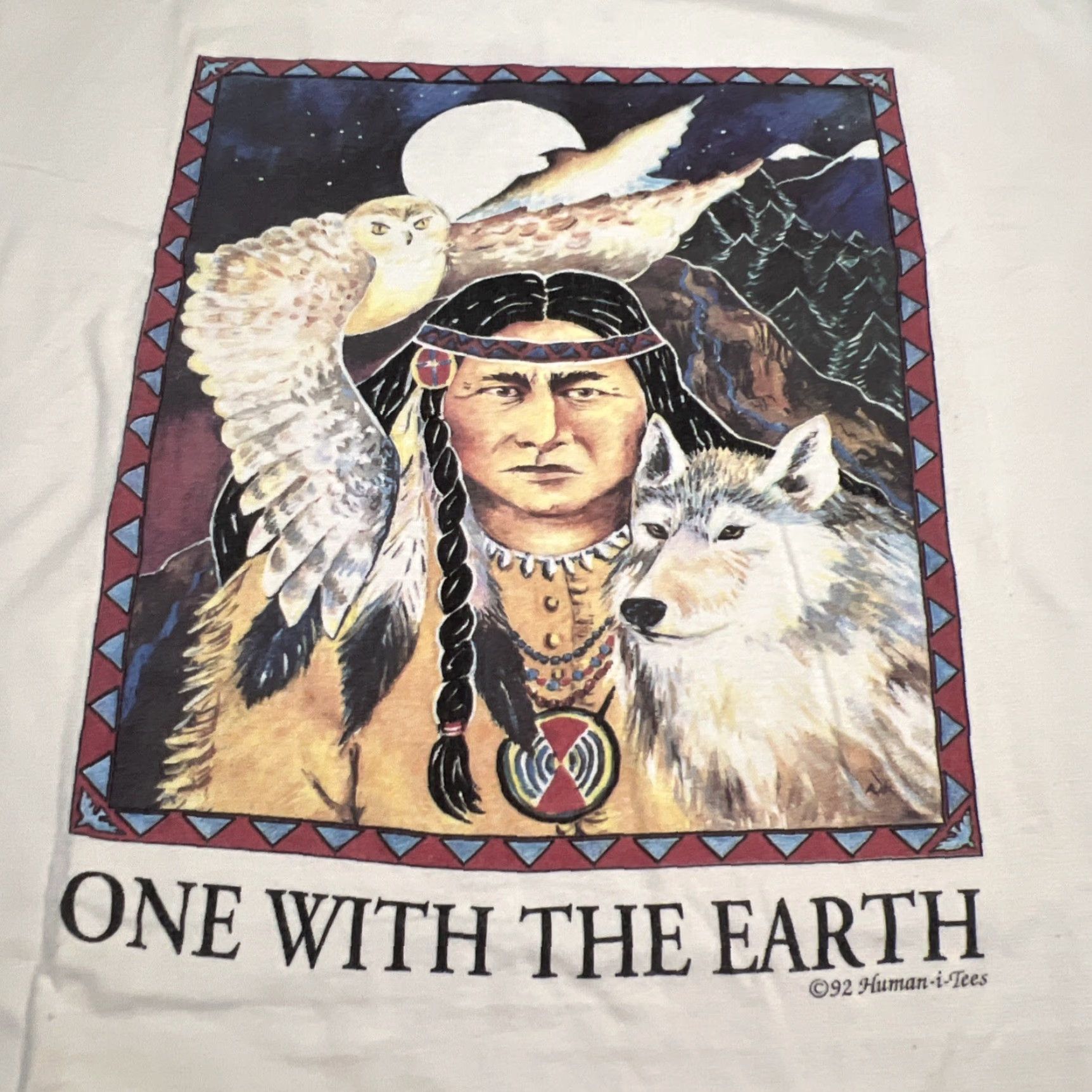 Ecco VINTAGE 90s Human-1-Tees Shirt Men XL One With The Earth Single Stitch Graphic Eco Shirt Men XL Beige Cotton Hippy 1990s Mens Size US XL / EU 56 / 4 - 4 Thumbnail