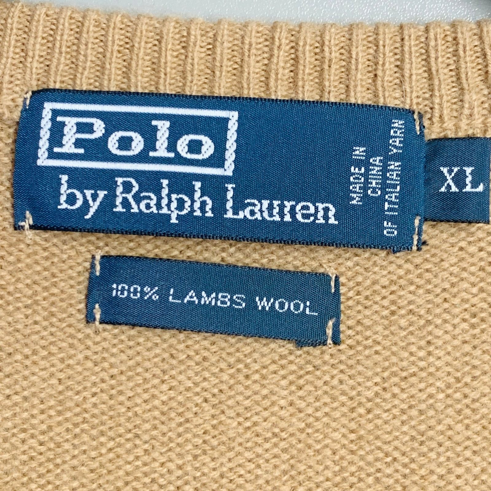 Polo Ralph Lauren POLO by RALPH LAUREN Size XL Tan Wool Knit V-Neck Sweater Size US XL / EU 56 / 4 - 8 Thumbnail