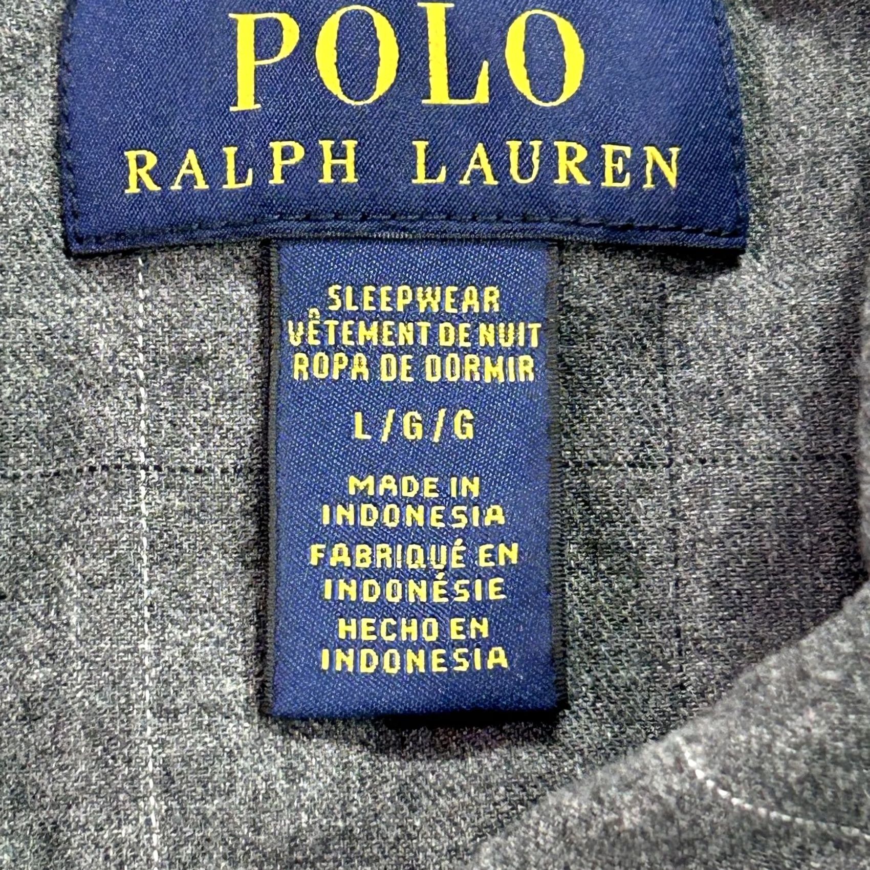 Polo Ralph Lauren Polo Ralph Lauren Pajama Top Mens L Gray Check Cotton Sleepwear Lounge Shirt Style Loungewear Lightweight Button Front Collared Long Sleeve Size US L / EU 52-54 / 3 - 4 Thumbnail