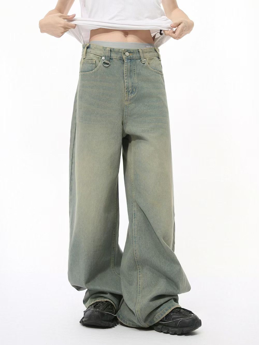 Japanese Brand × Jean Vintage Washed Straight Leg Wide Leg Loose Jeans Size US 33 - 5 Thumbnail