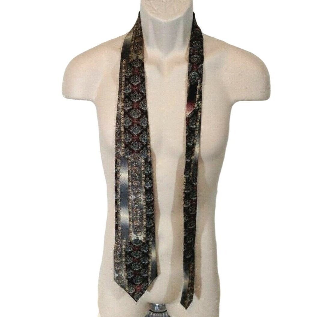 Oscar De La Renta Vintage Oscar De La Renta Silk Tie Mens Necktie Gray Red Size ONE SIZE - 3 Thumbnail