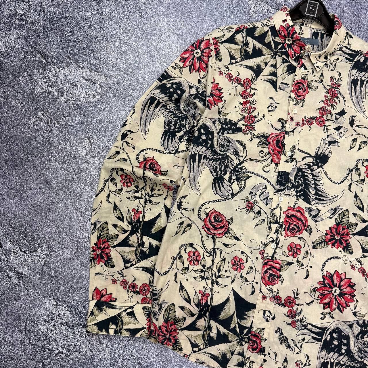Alexander McQueen Alexander McQueen 50 M Raven Web Floral Tattoo Shirt Size US L / EU 52-54 / 3 - 5 Thumbnail