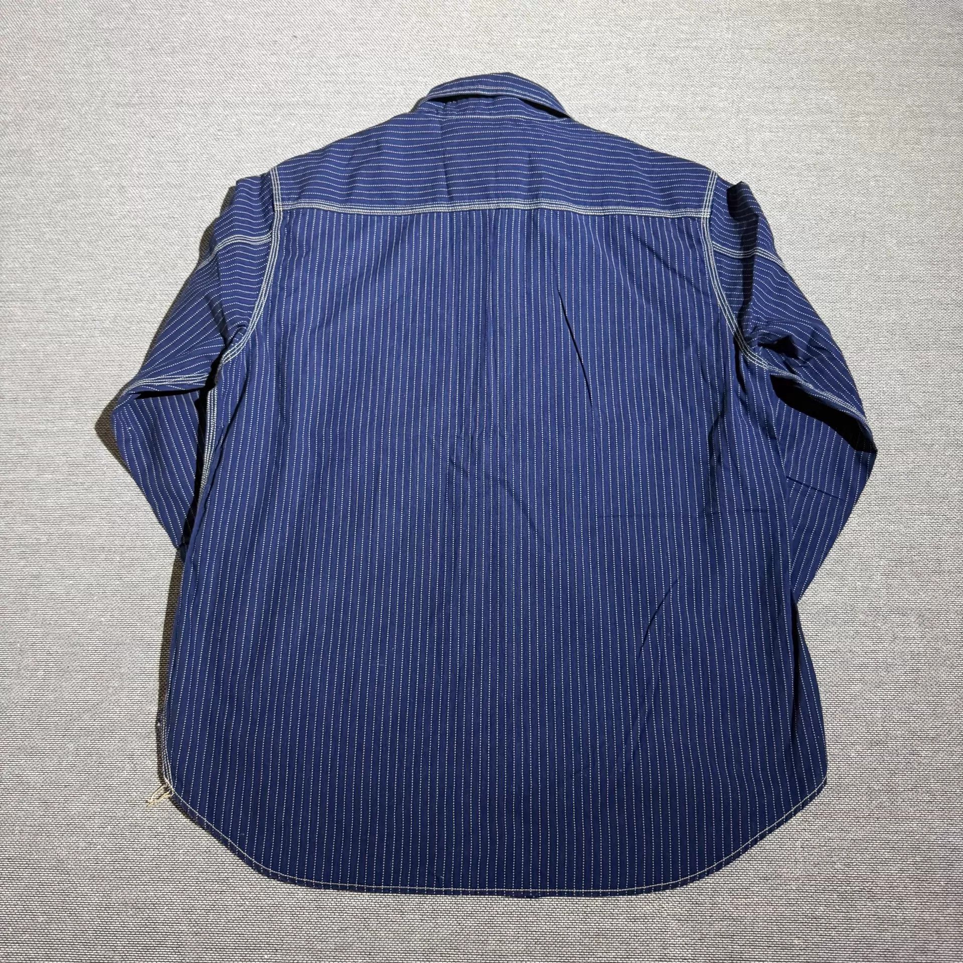 Freewheelers Freewheelers Wabash Blue Discharge Shirt 17.5 Size US XL / EU 56 / 4 - 2 Thumbnail