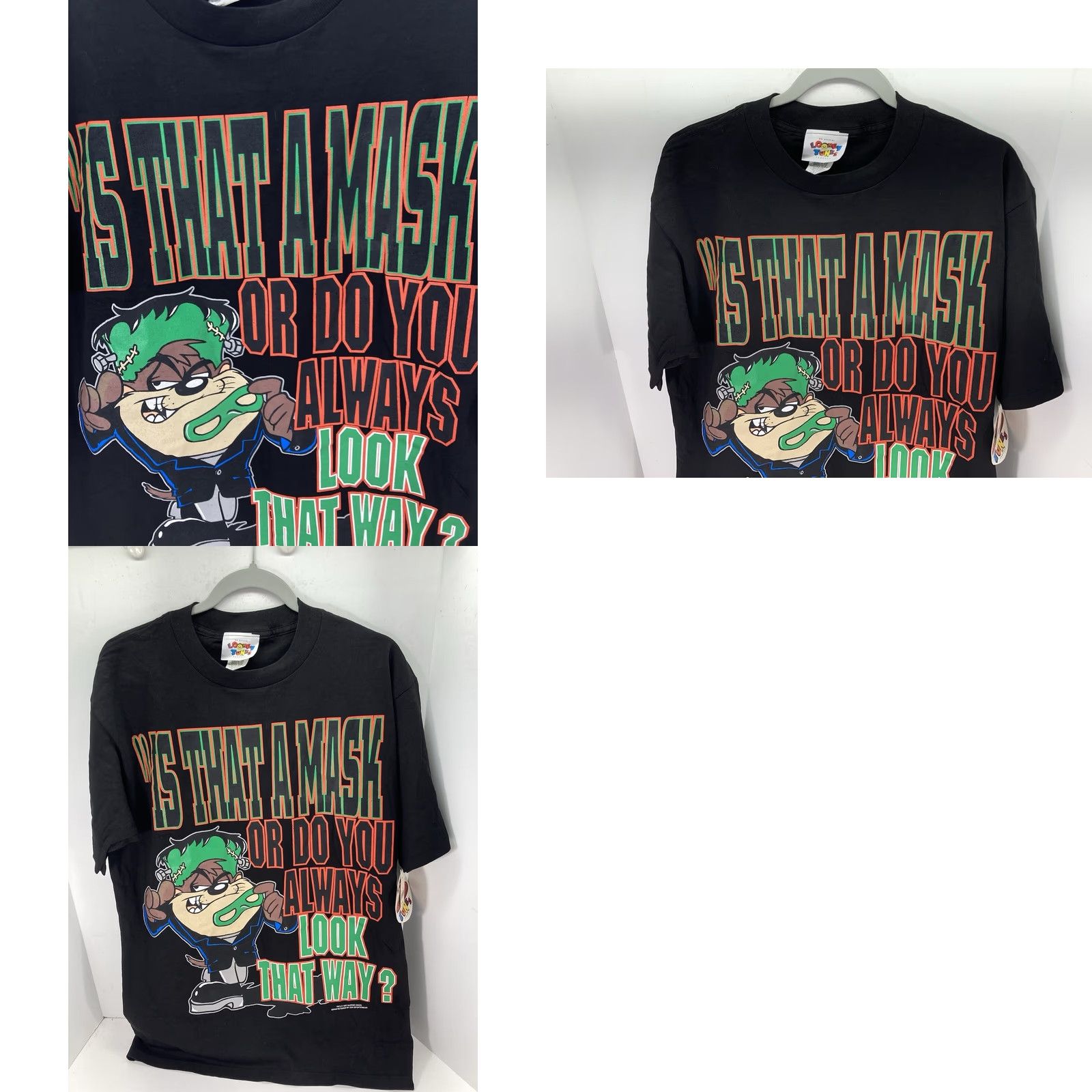 Vintage VINTAGE Looney Tunes Taz TShirt Men Large Black Mask Single Stitch NWT VTG 1995 Dry Rot VTG Mens T-Shirt Black Size L Size US L / EU 52-54 / 3 - 10 Thumbnail