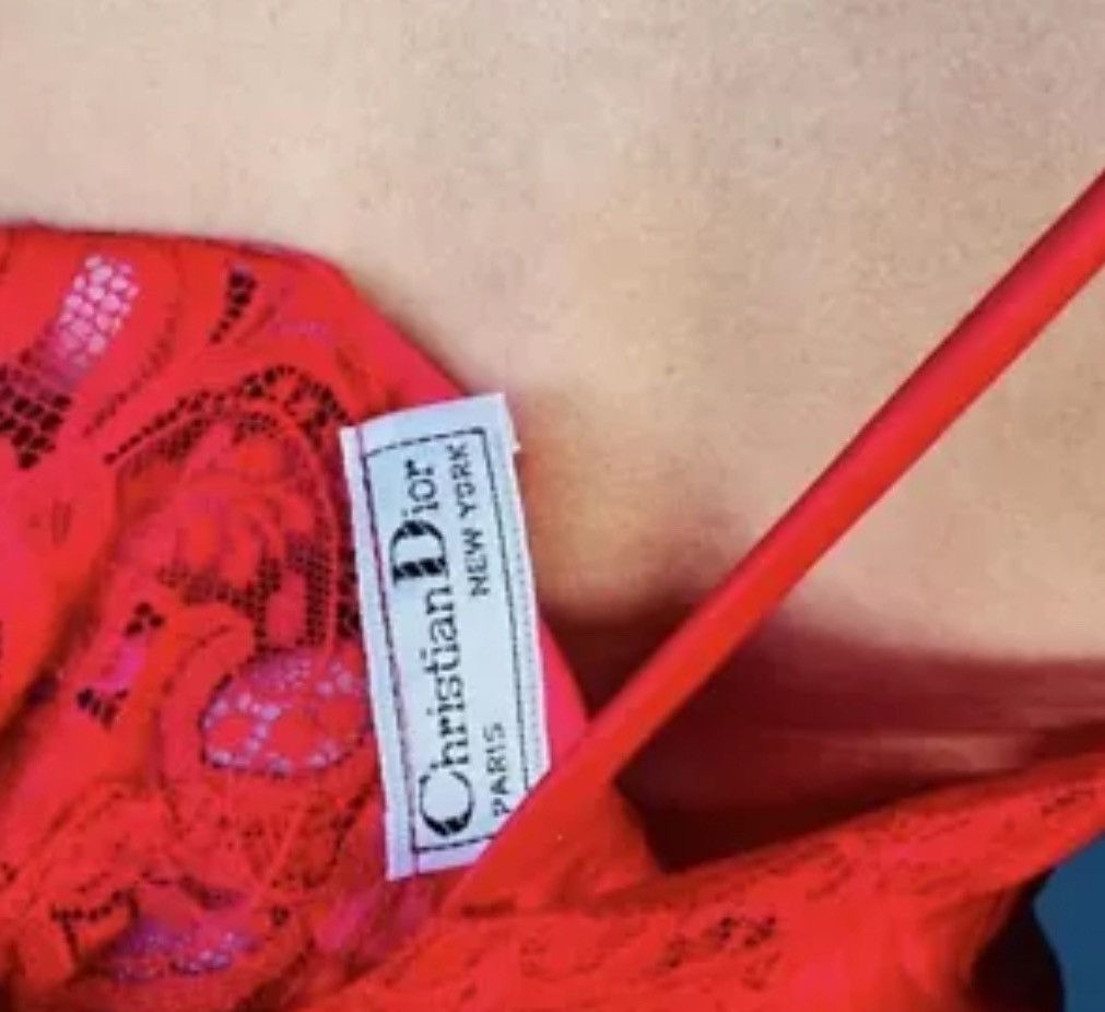 Christian Dior Monsieur × Dior × Vintage Vintage Christian Dior Silk Red Lace Négligée Camisole Sz L Size L / US 10 / IT 46 - 4 Thumbnail